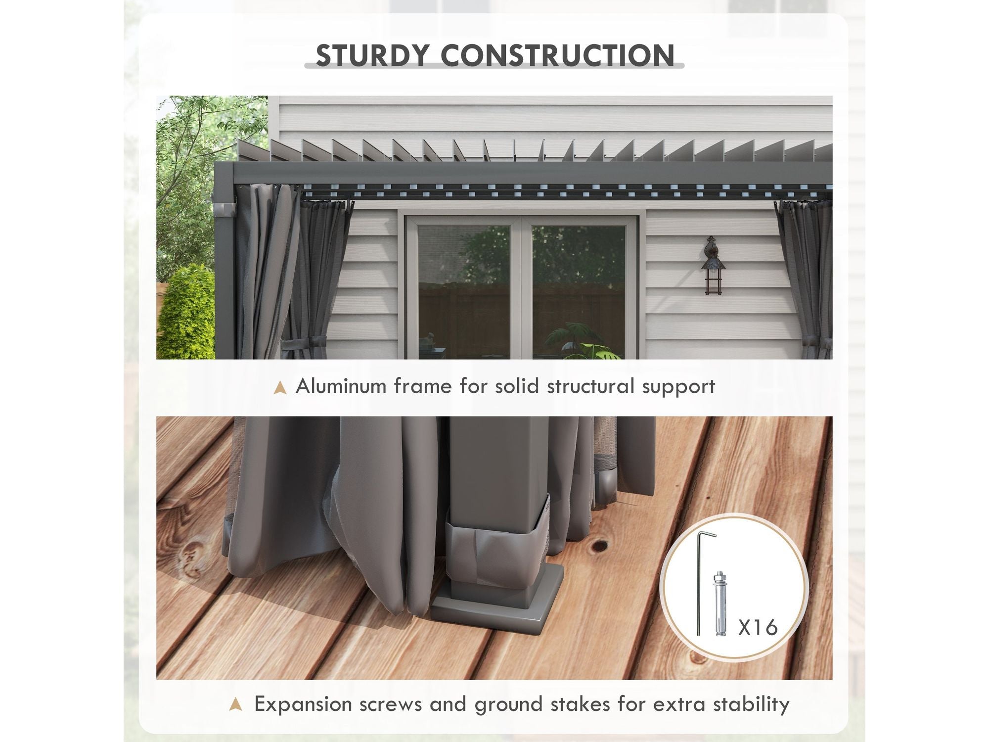 10' x 13' Aluminum Pergola with Louvered - Dark Gray