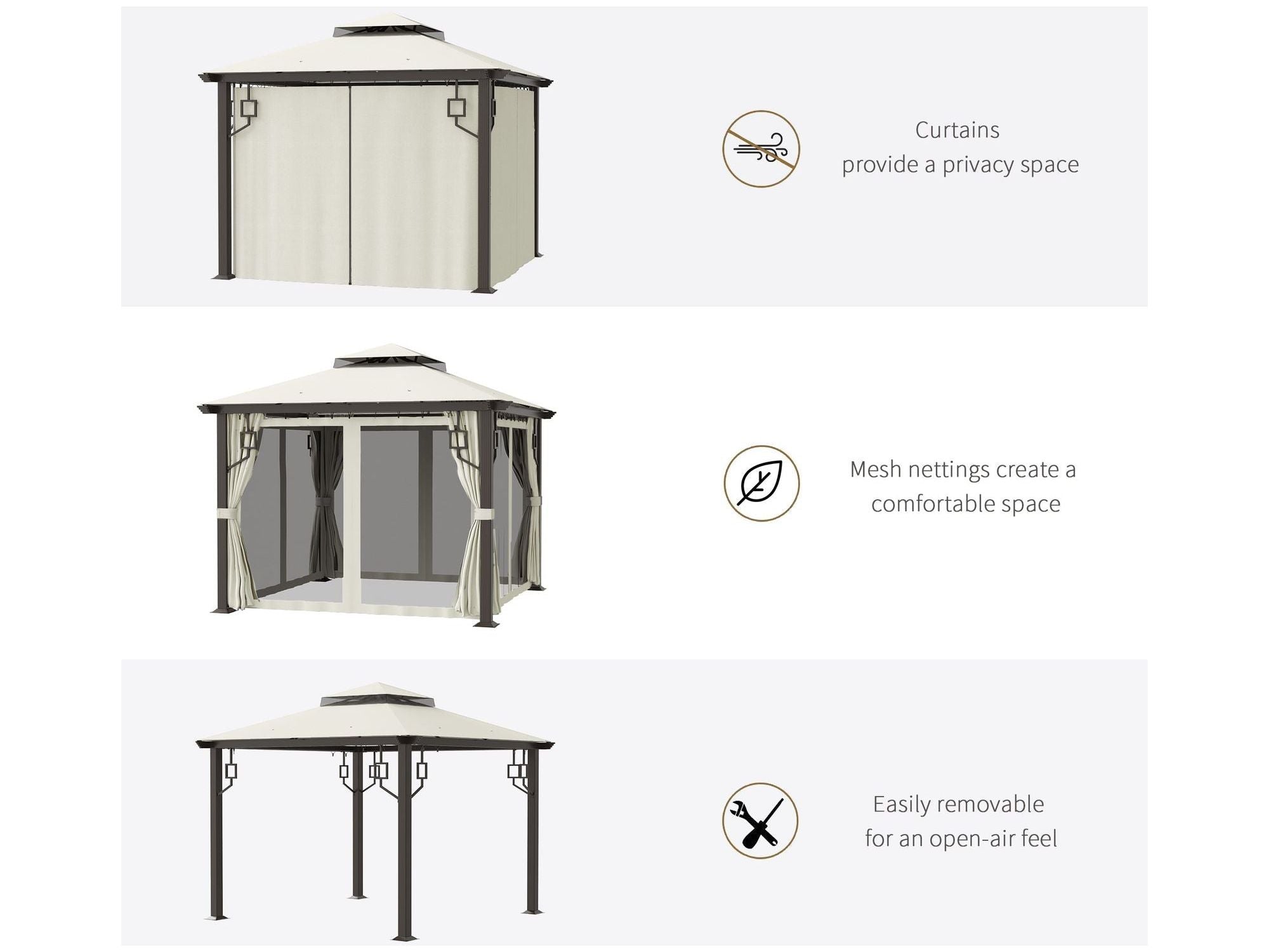 10' x 10' Double Roof Outdoor Patio Gazebo - Cream White