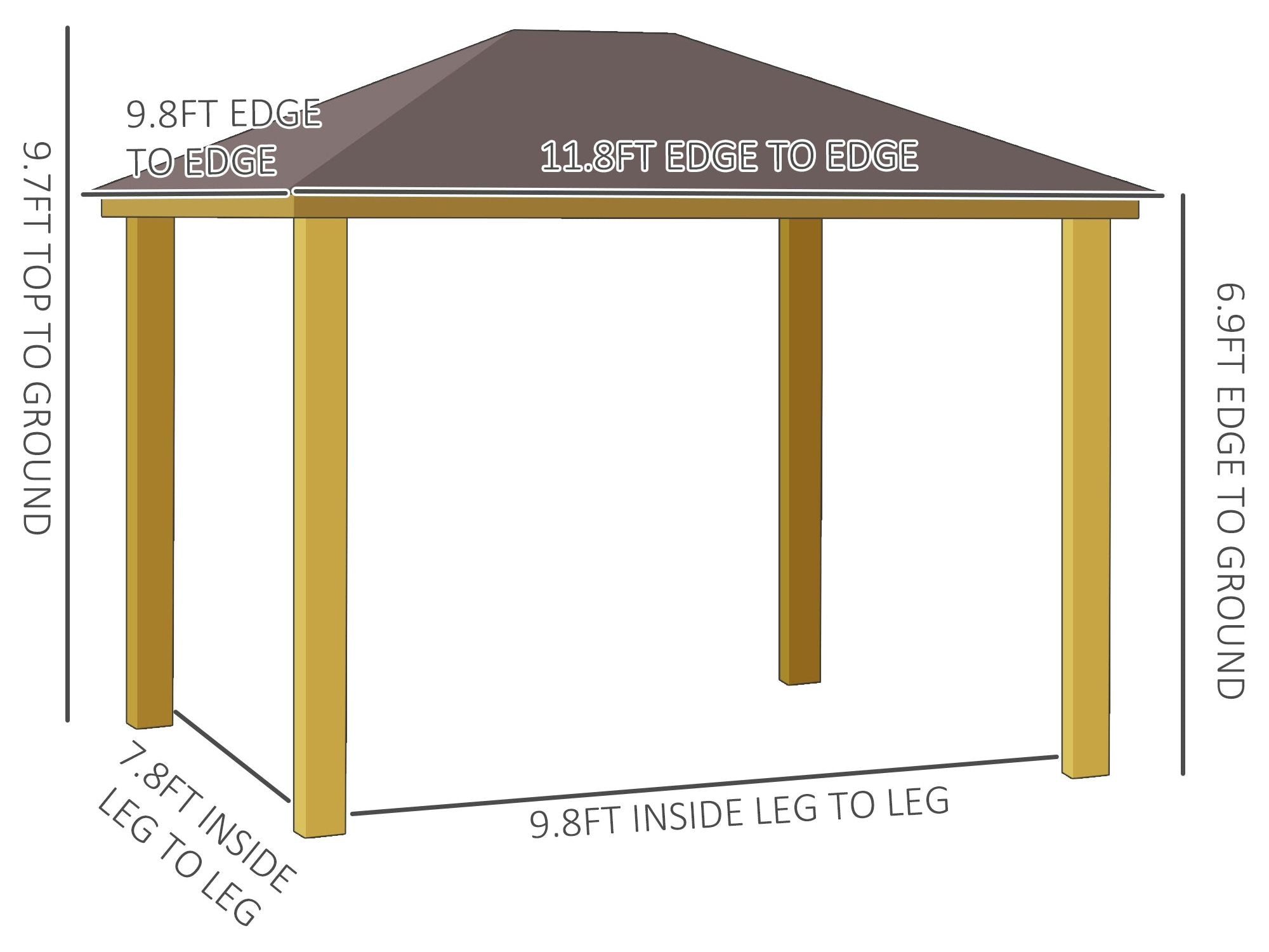 10' x 12' Hardtop Gazebo with Galvanized Steel Roof - Brown
