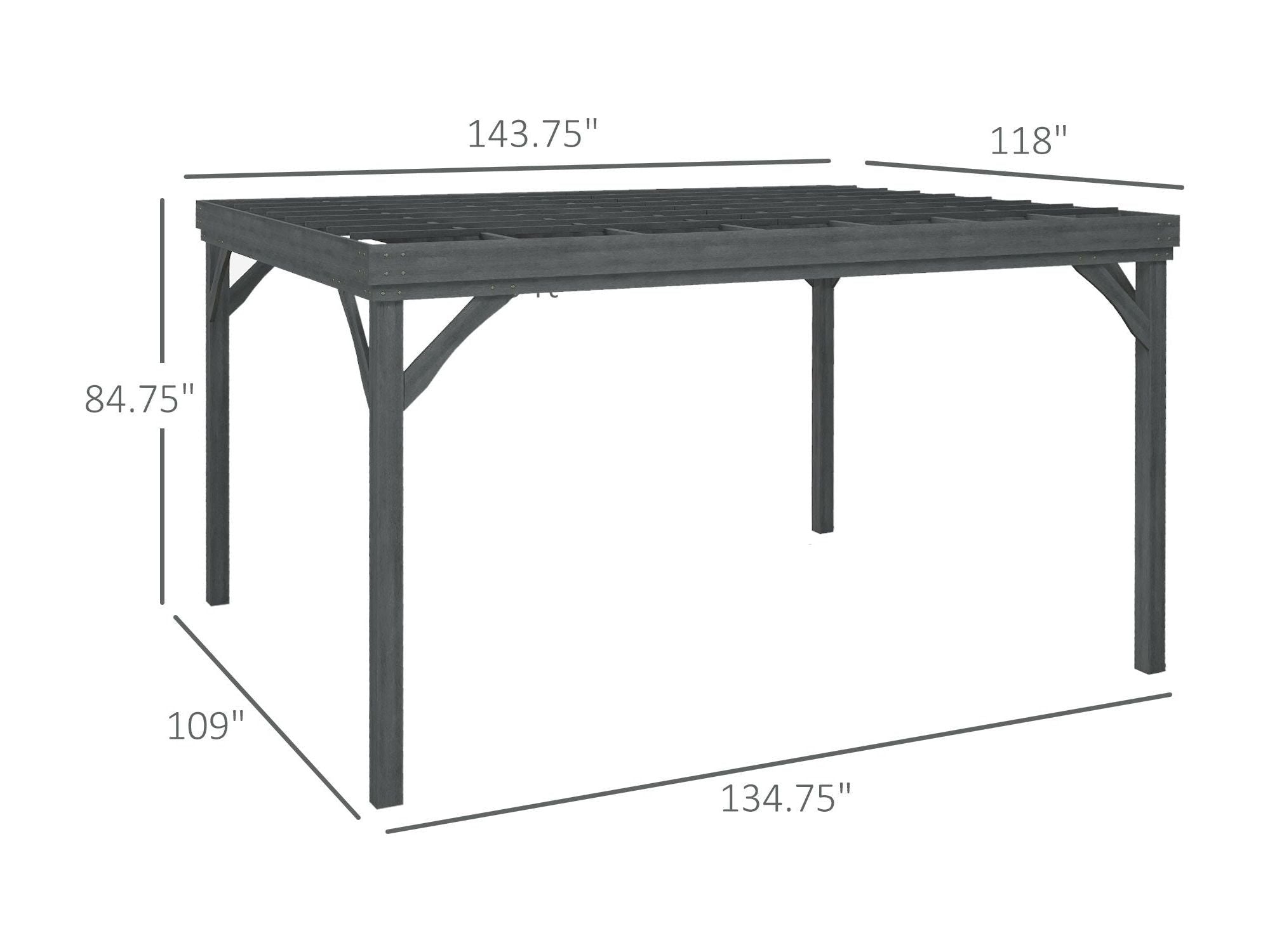10' x 12' Outdoor Wooden Pergola Grape Vine Gazebo - Gray