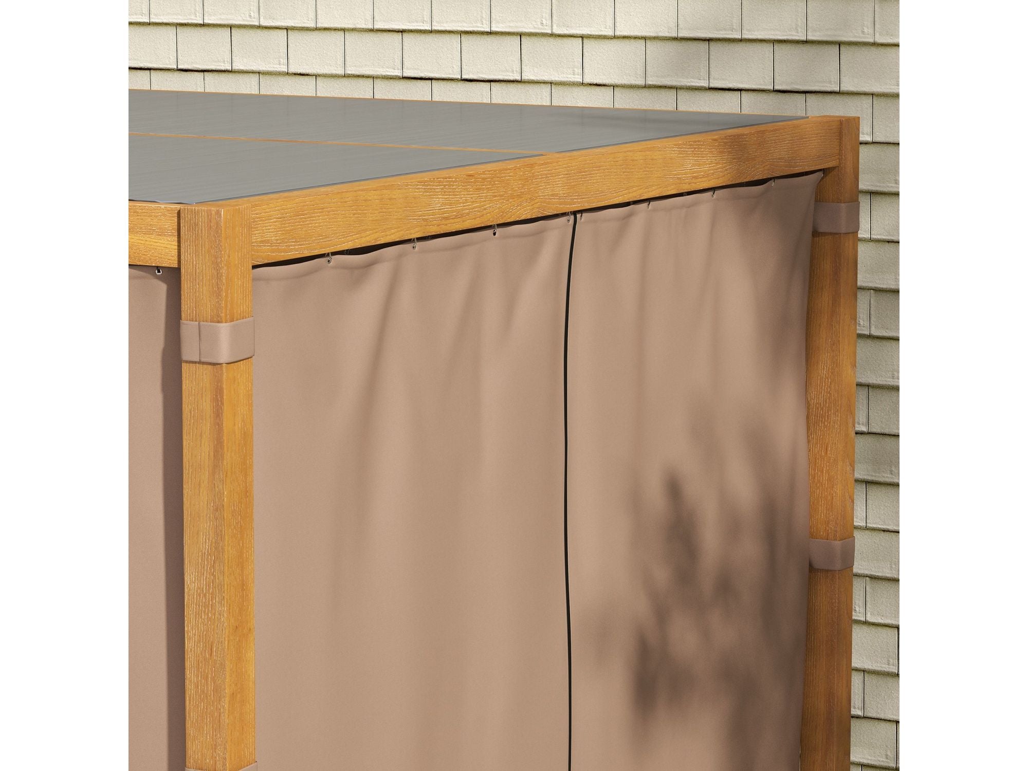 10' x 13' Aluminum Pergola with Louvered - Natural Wood