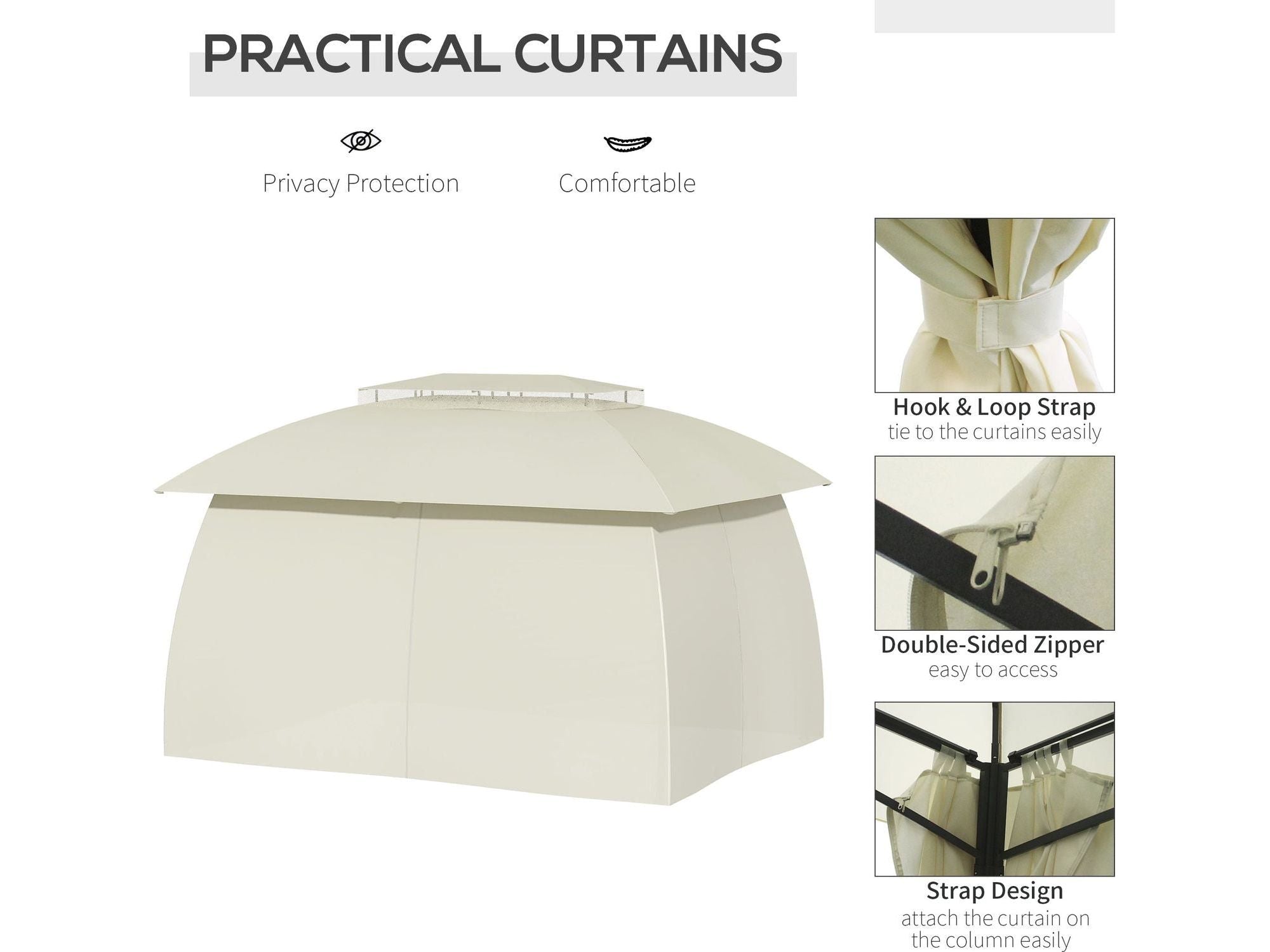 10' x 13' Outdoor Double Vented Roof Gazebo Patio - Beige