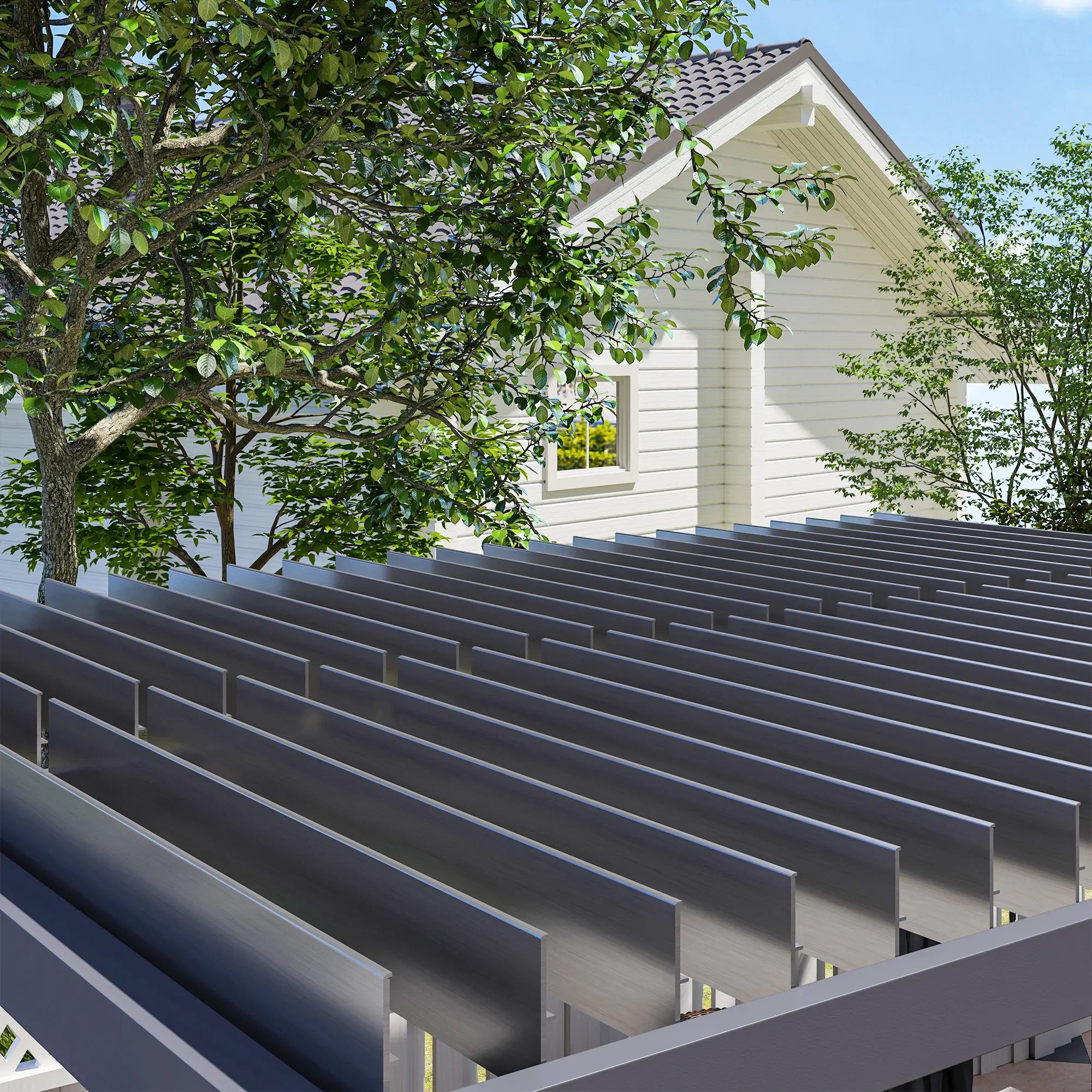 10' x 13' Aluminum Pergola with Louvered - Dark Gray