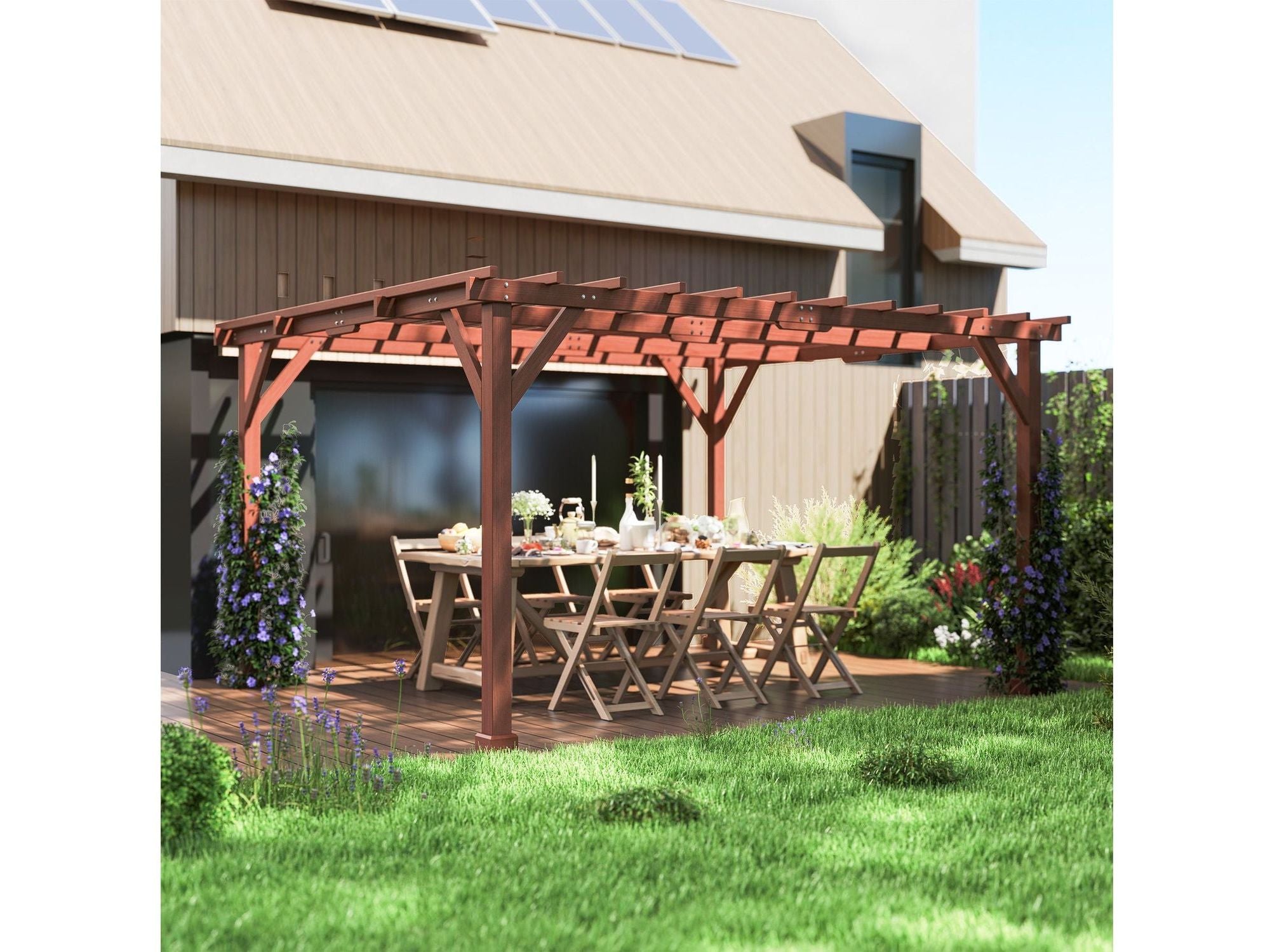 11' x 12.5' Outdoor Pergola Gazebo Grape Trellis - Brown