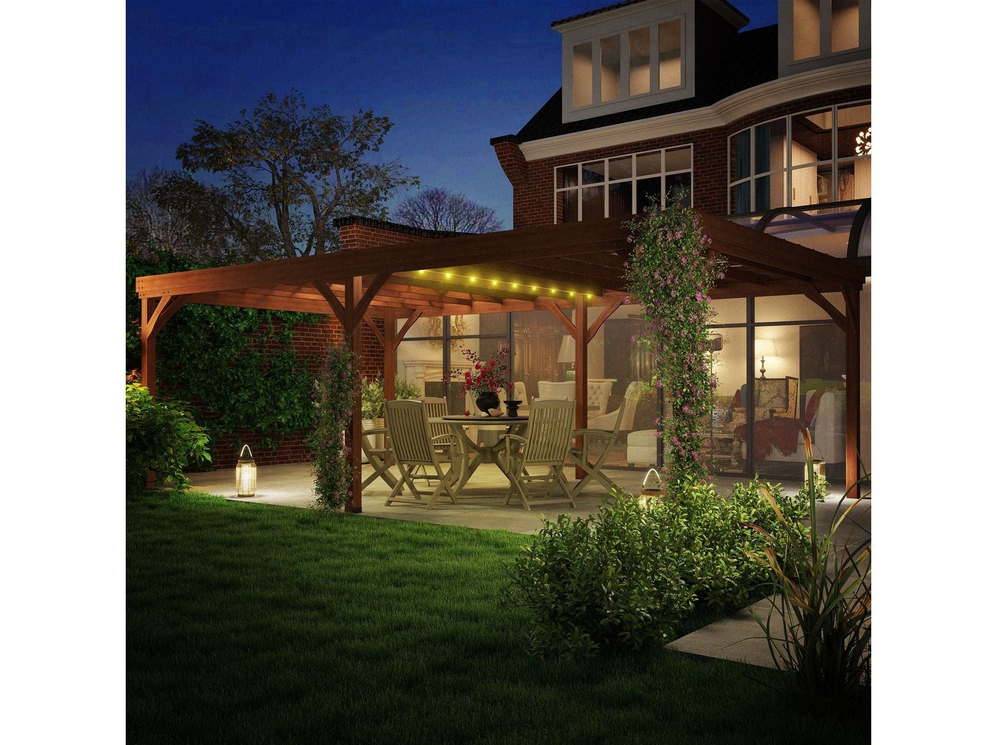 12' x 20' Outdoor Wooden Pergola - Brown