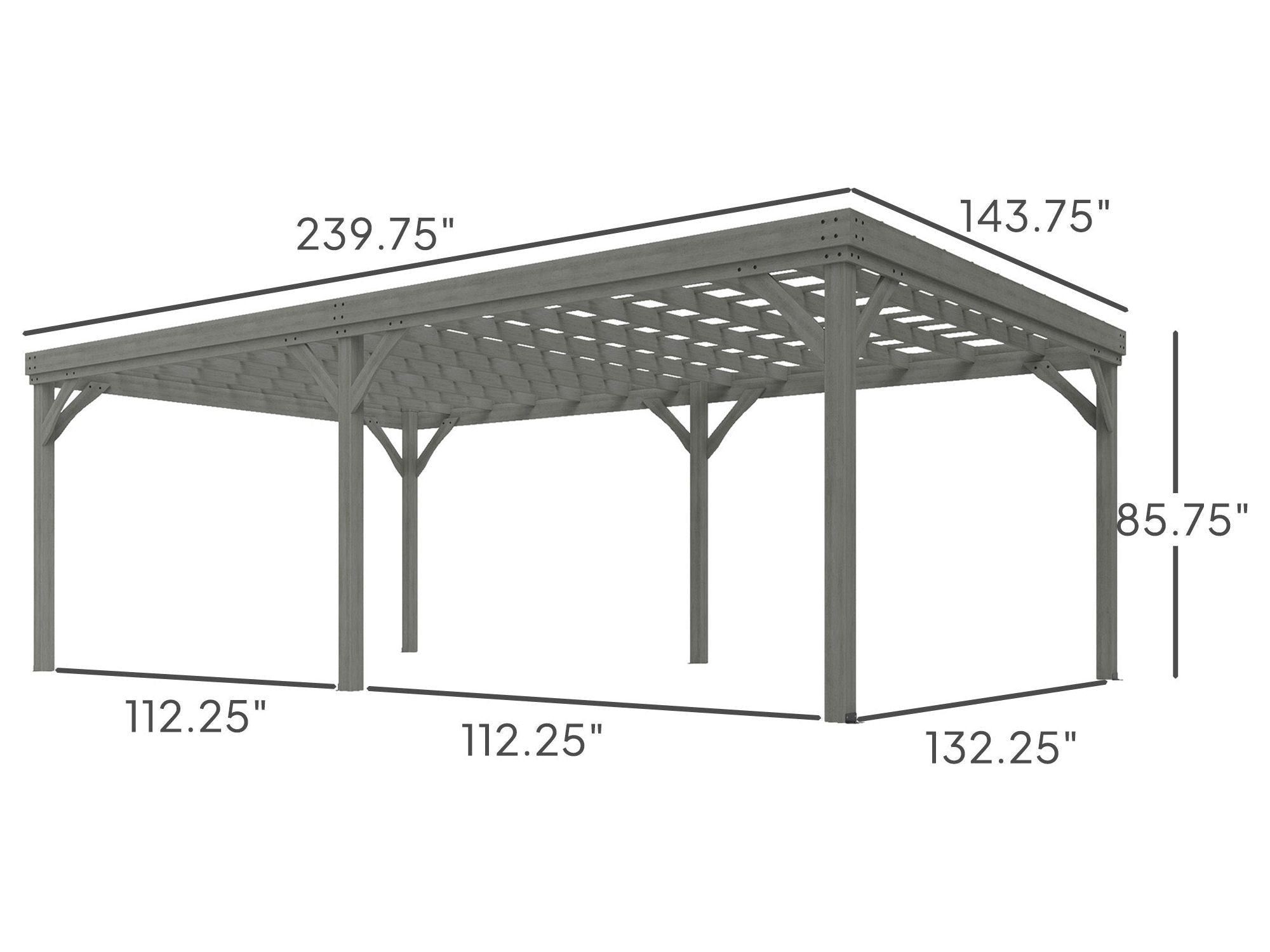 12' x 20' Outdoor Wooden Pergola - Gray