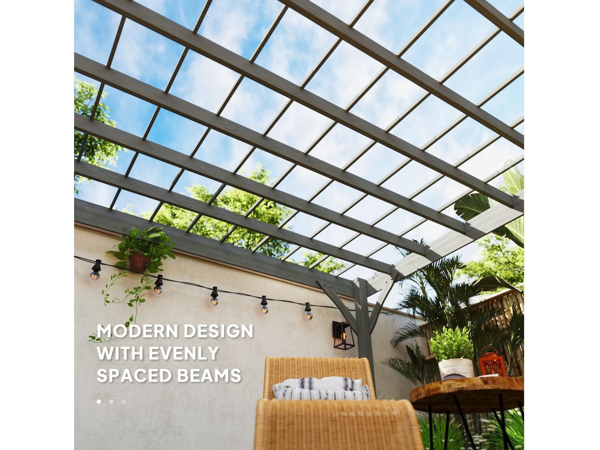12' x 20' Outdoor Wooden Pergola - Gray