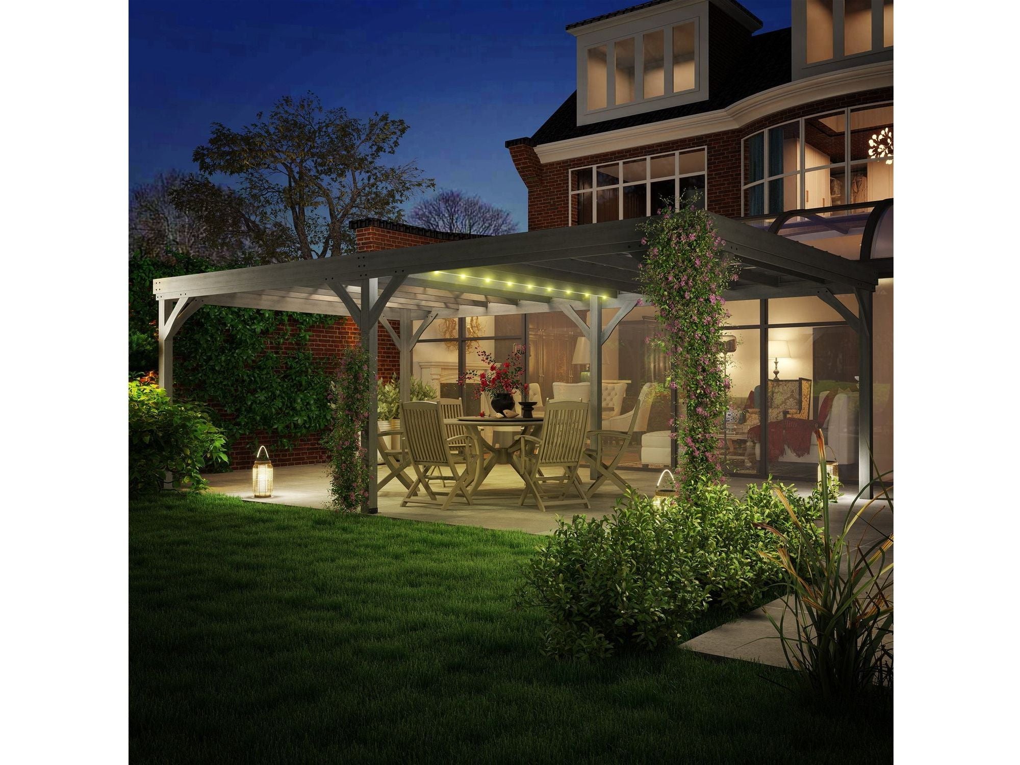 12' x 20' Outdoor Wooden Pergola - Gray