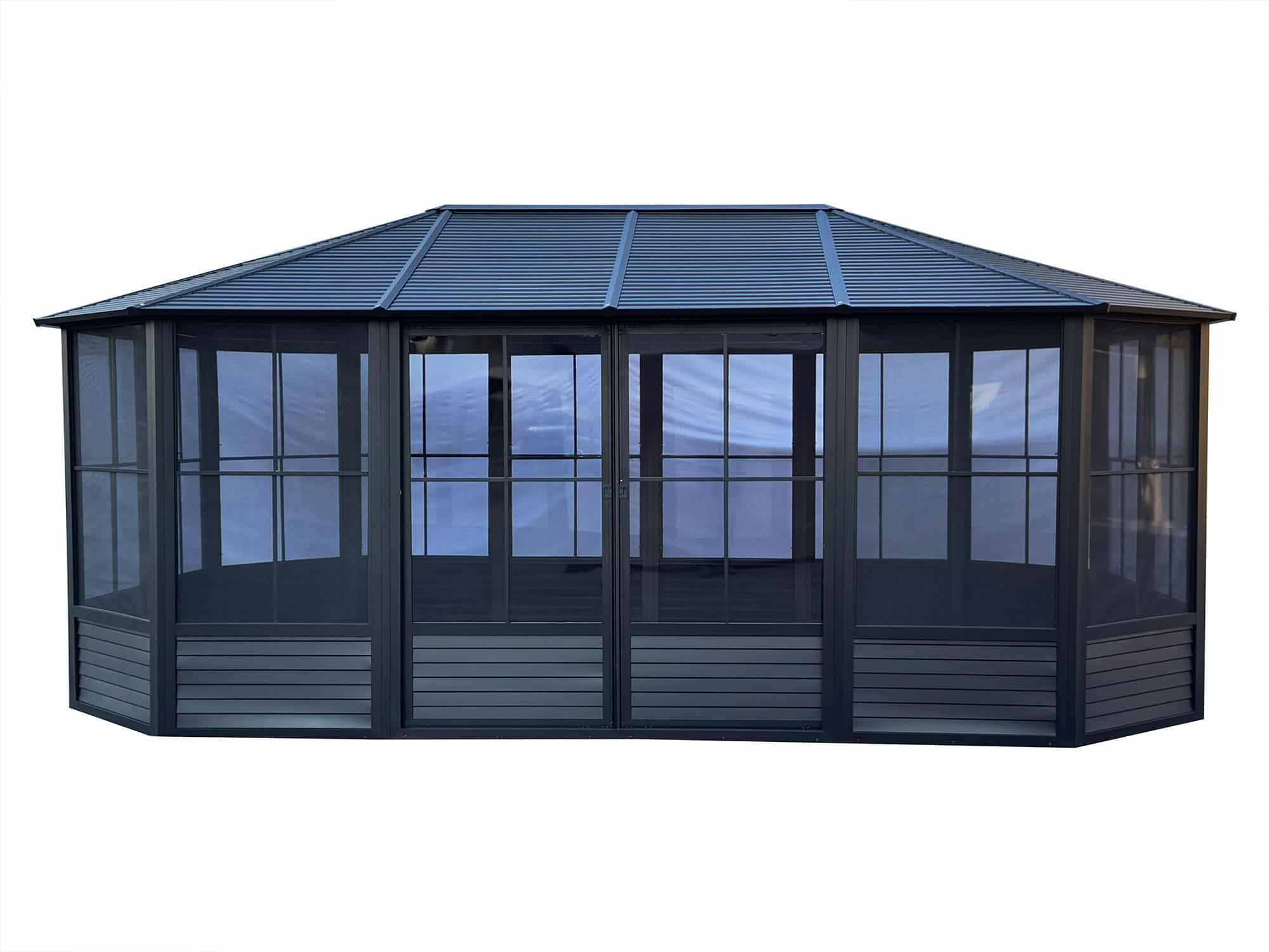 Florence Solarium with Metal Roof 12 Ft. x 18 Ft. Black