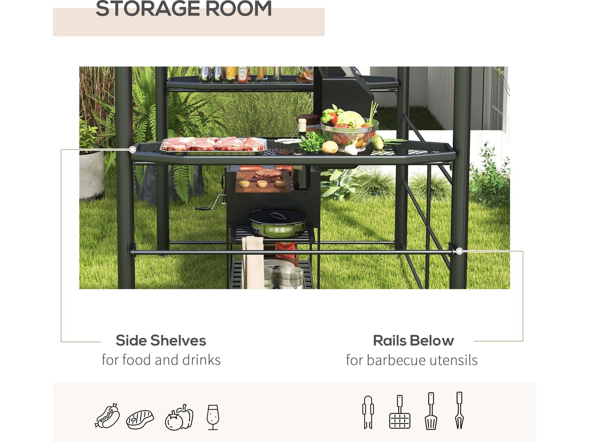 8' x 5' Outdoor Shelter Grill Gazebo