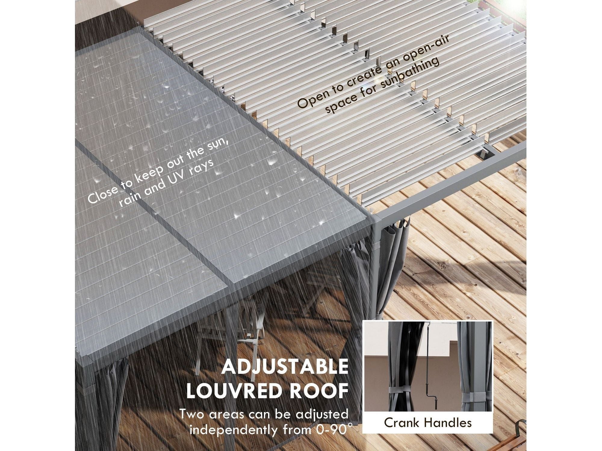12' x 19' Aluminum Dark Gray Pergola with Louvered