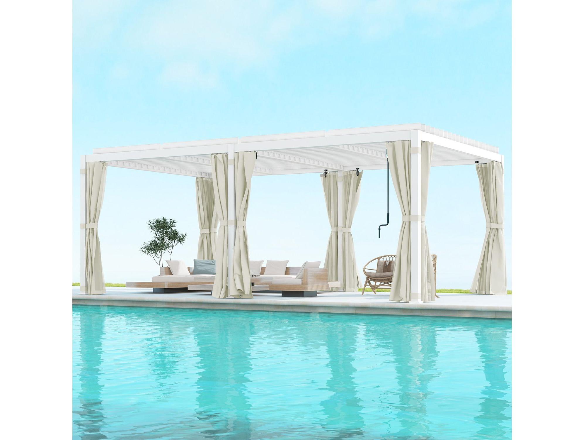 12' x 19' Aluminum White Pergola with Louvers