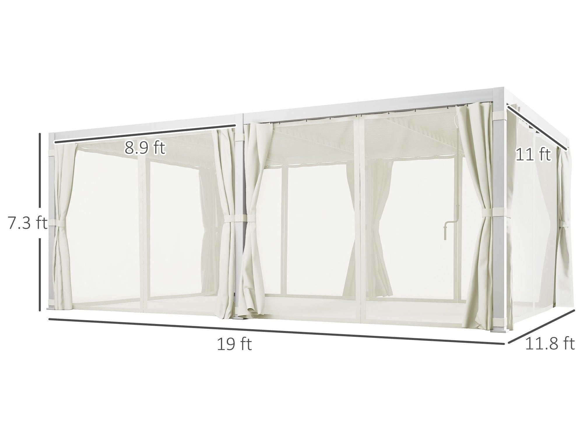 12' x 19' Aluminum White Pergola with Louvers