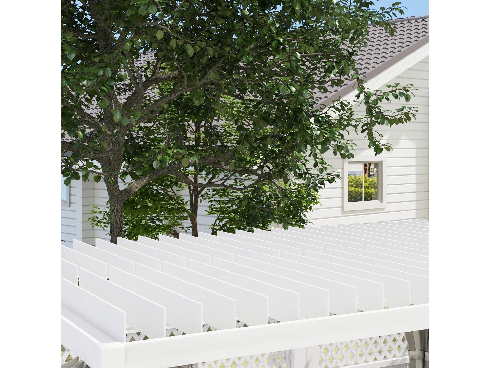 12' x 19' Aluminum White Pergola with Louvers