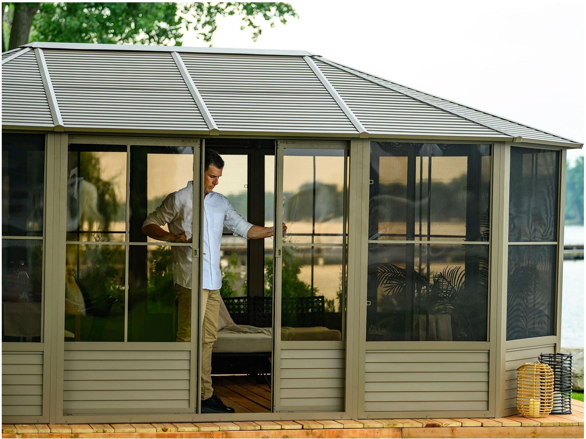 Florence Solarium with Metal Roof 12 Ft. x 18 Ft. Sand