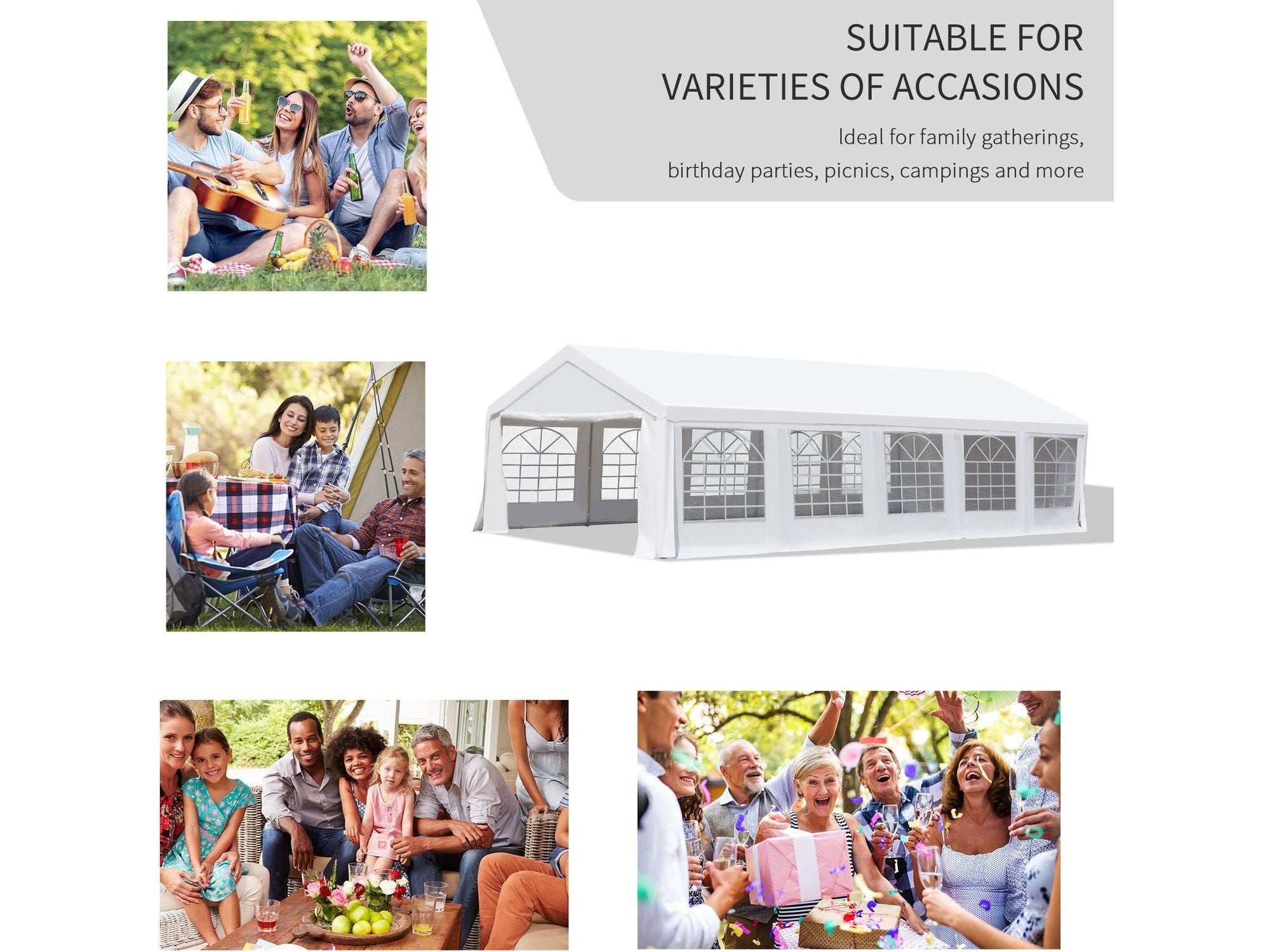 32'x16' Outdoor Heavy Duty Party/Wedding Tent - White