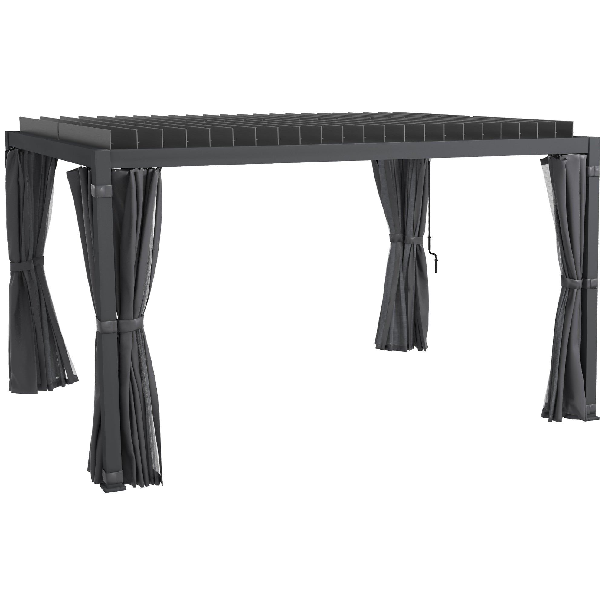 10' x 13' Aluminum Pergola with Louvered - Dark Gray