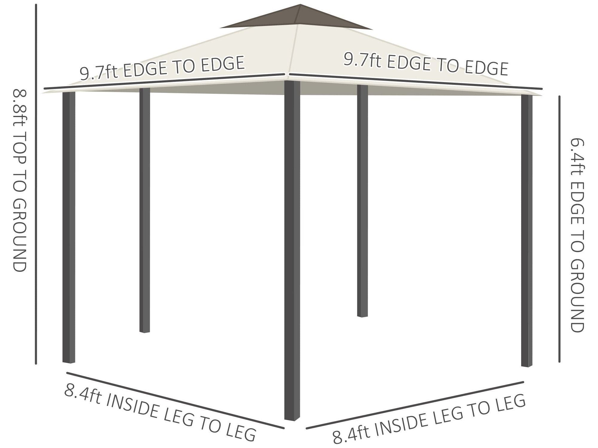 10' x 10' Double Roof Outdoor Patio Gazebo - Cream White