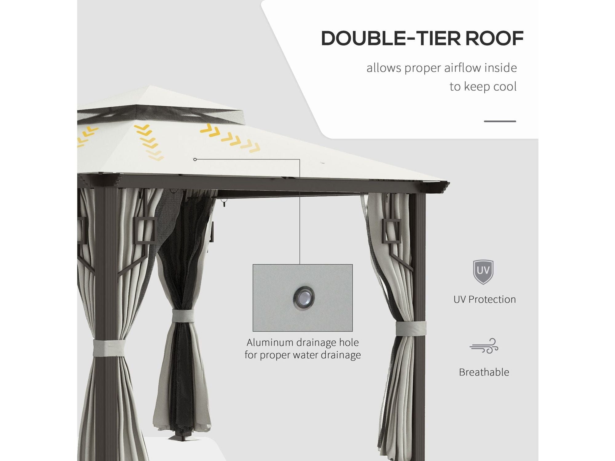 10' x 10' Double Roof Outdoor Patio Gazebo - Cream White