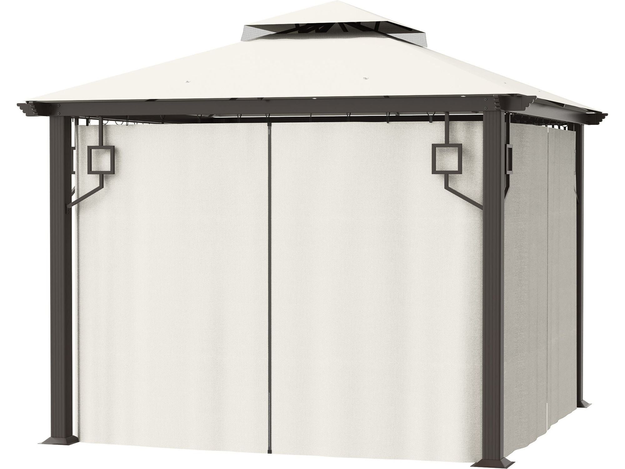 10' x 10' Double Roof Outdoor Patio Gazebo - Cream White
