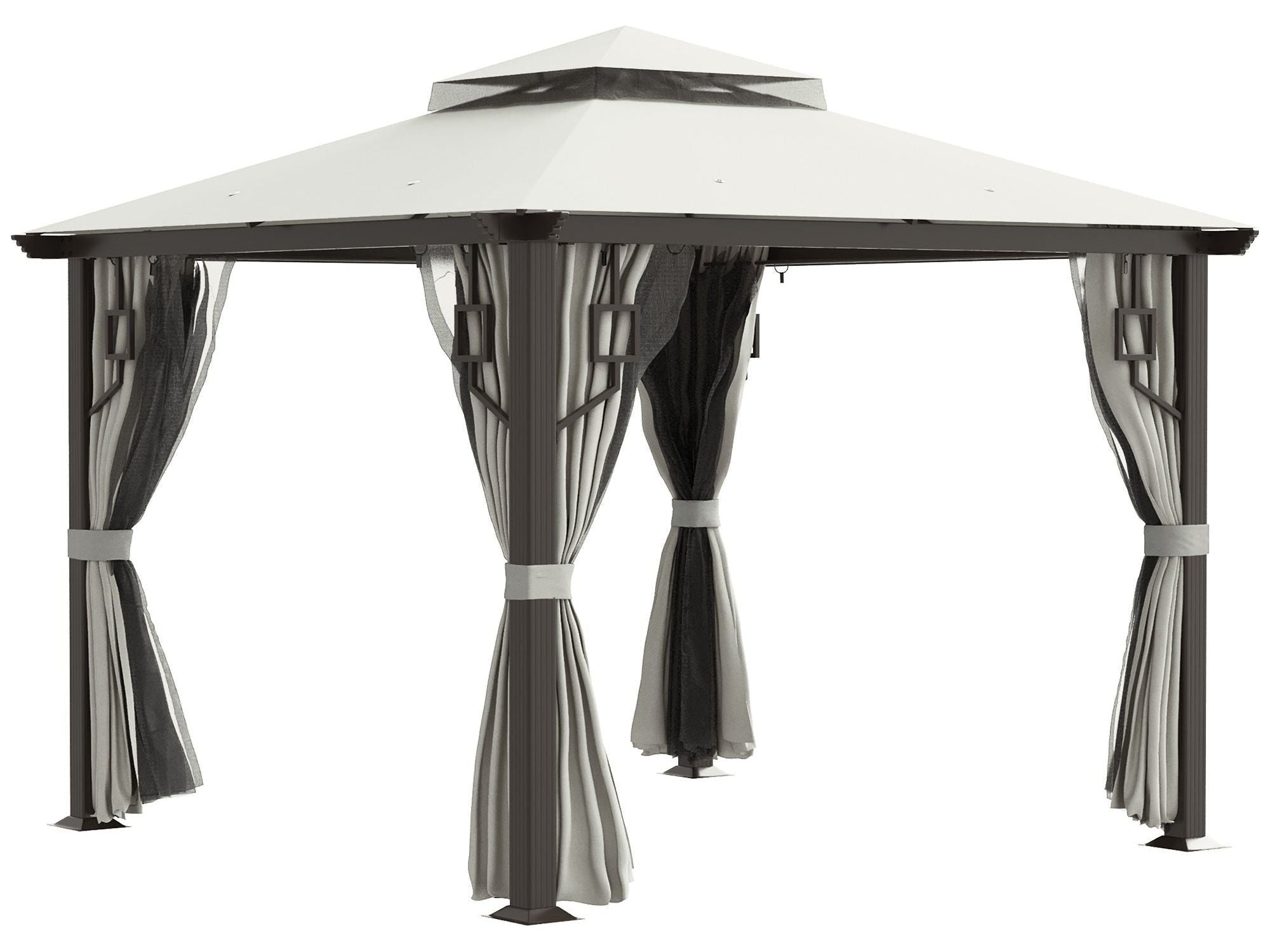 10' x 10' Double Roof Outdoor Patio Gazebo - Cream White