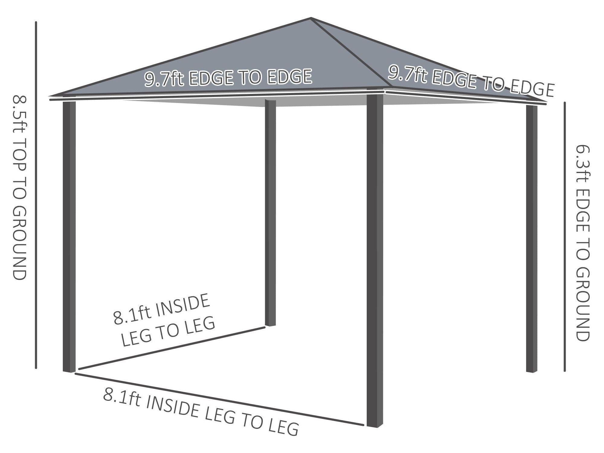 10' x 10' Outdoor Gazebo Canopy Shelter with Netting & Curtains - Black