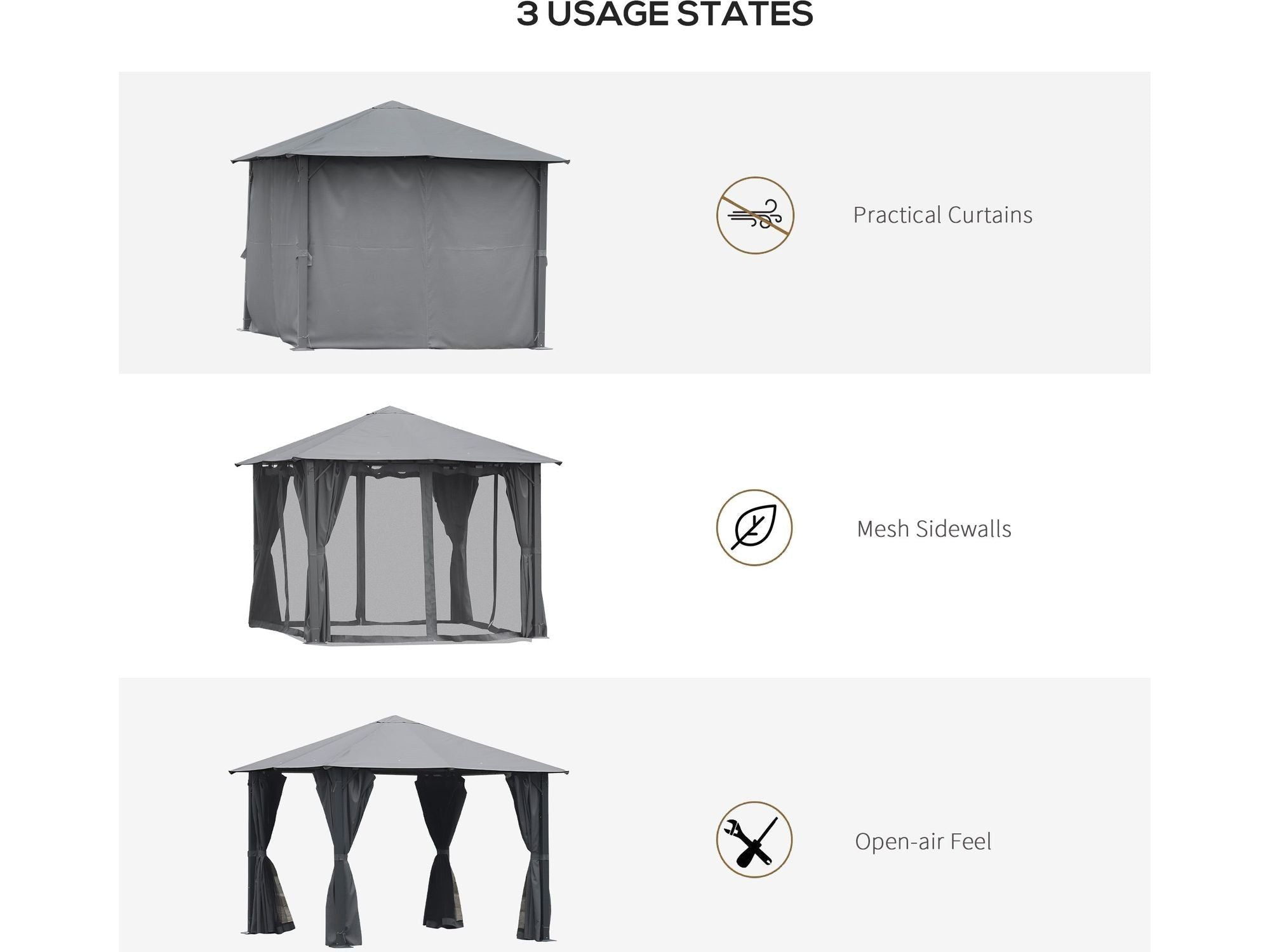 10' x 10' Outdoor Gazebo Canopy Shelter with Netting & Curtains - Black