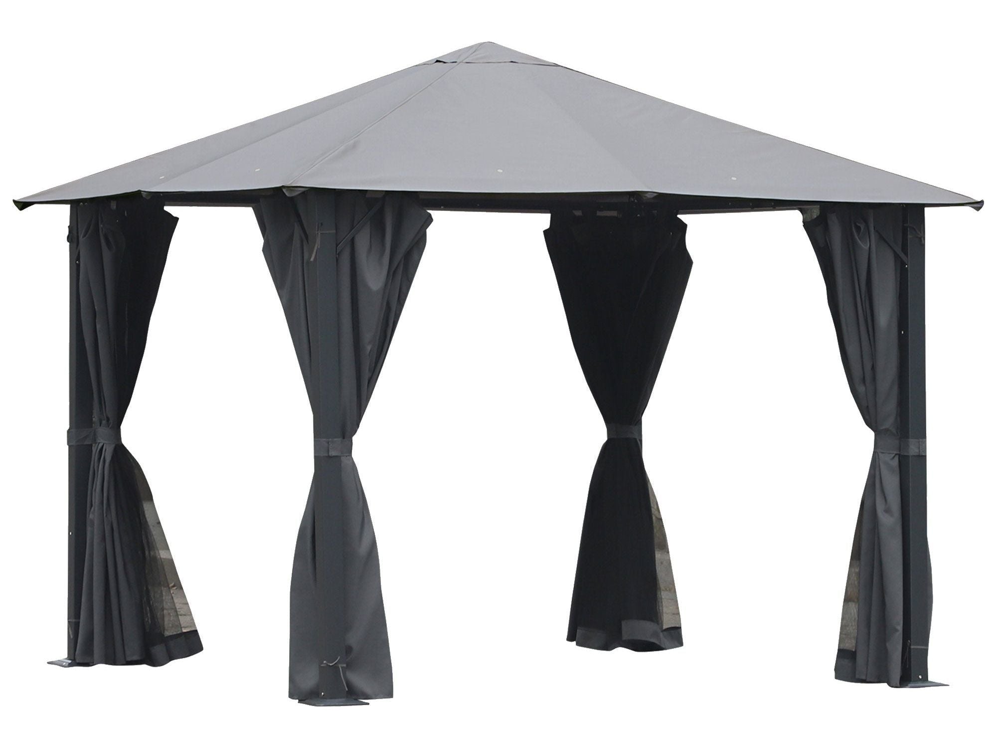 10' x 10' Outdoor Gazebo Canopy Shelter with Netting & Curtains - Black