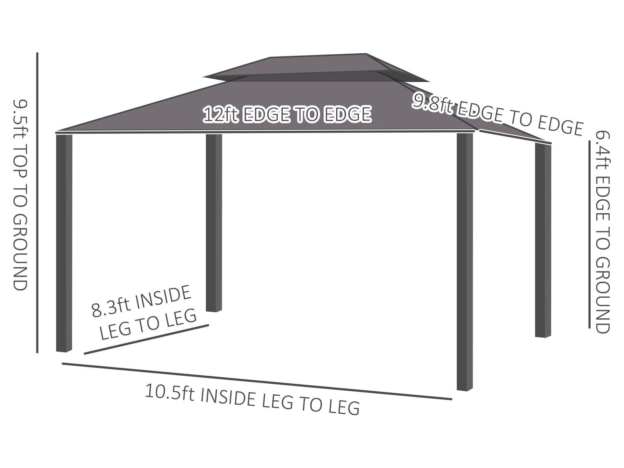 10' x 12' Aluminum Frame Hardtop Gazebo with Curtains and Netting - Coffee