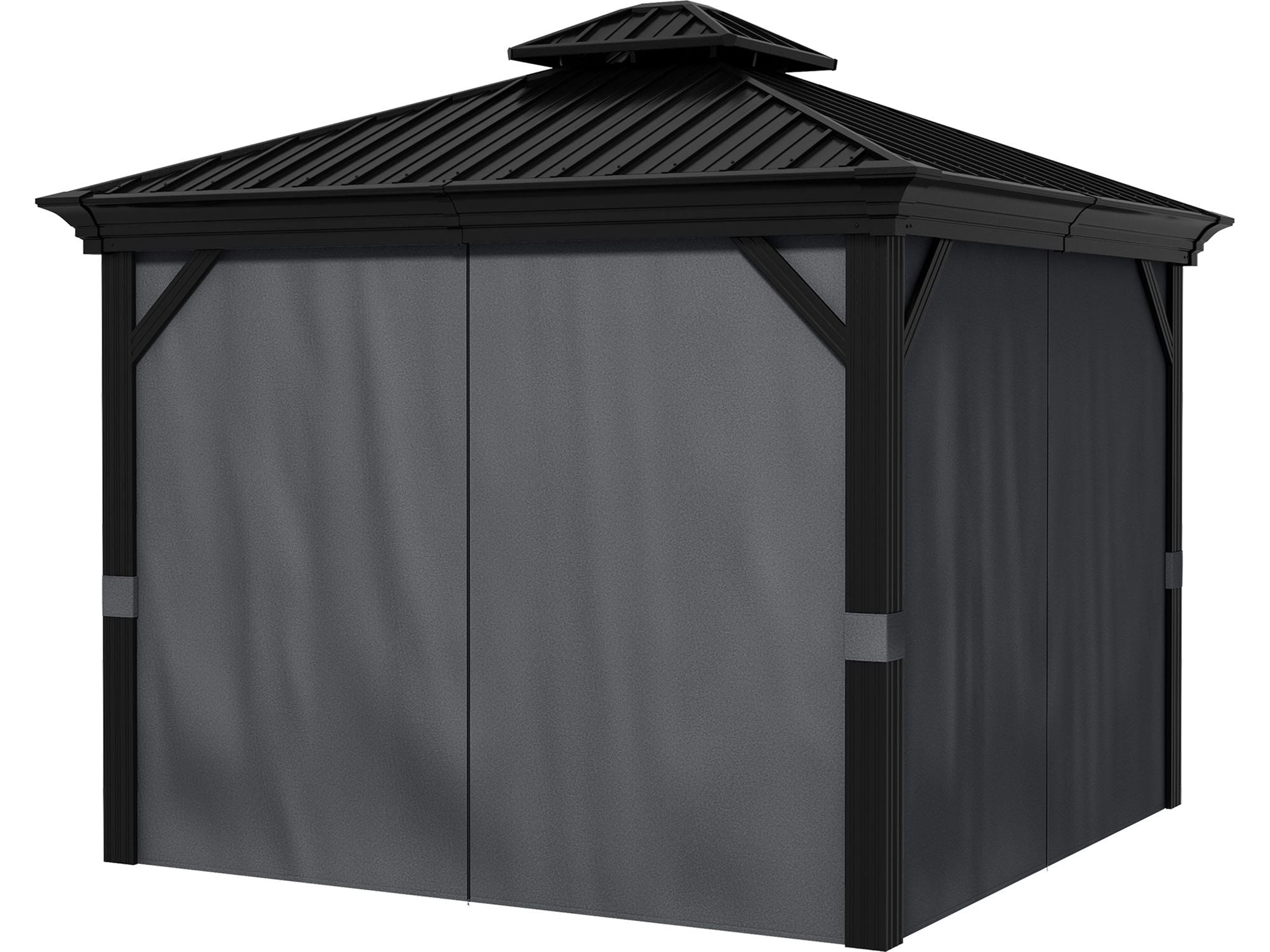 10' x 12' Aluminum Frame Hardtop Gazebo with Sidewalls - Dark Gray