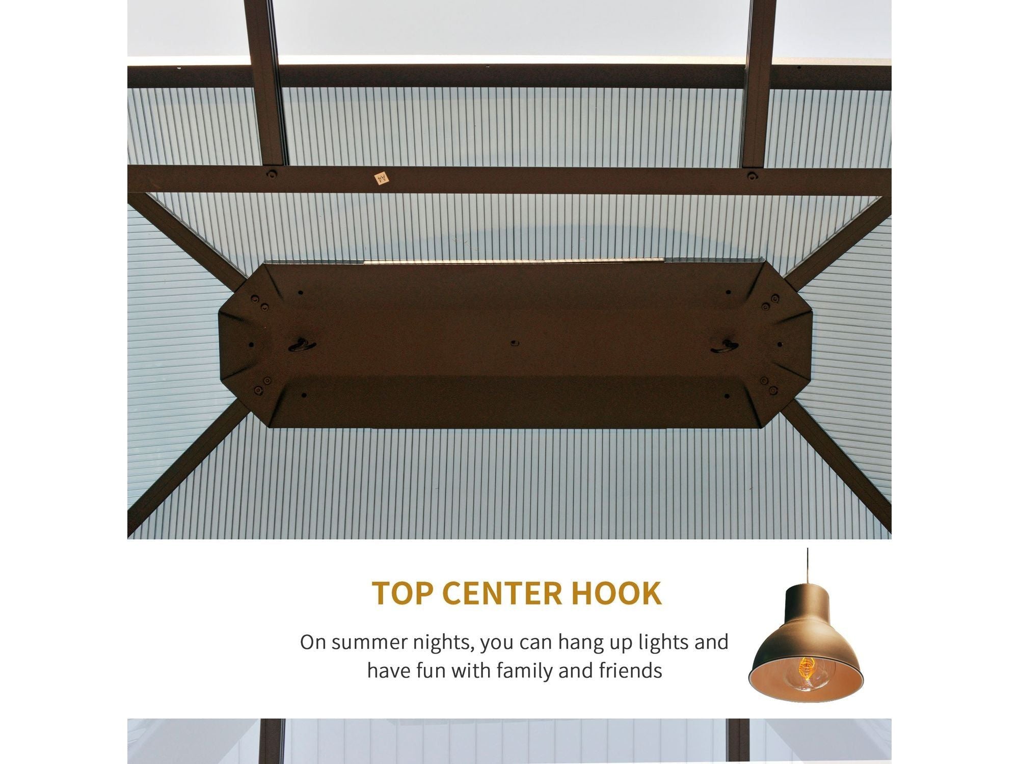 10' x 12' Hardtop Gazebo Canopy with Polycarbonate Roof - Dark Grey/Charcoal grey