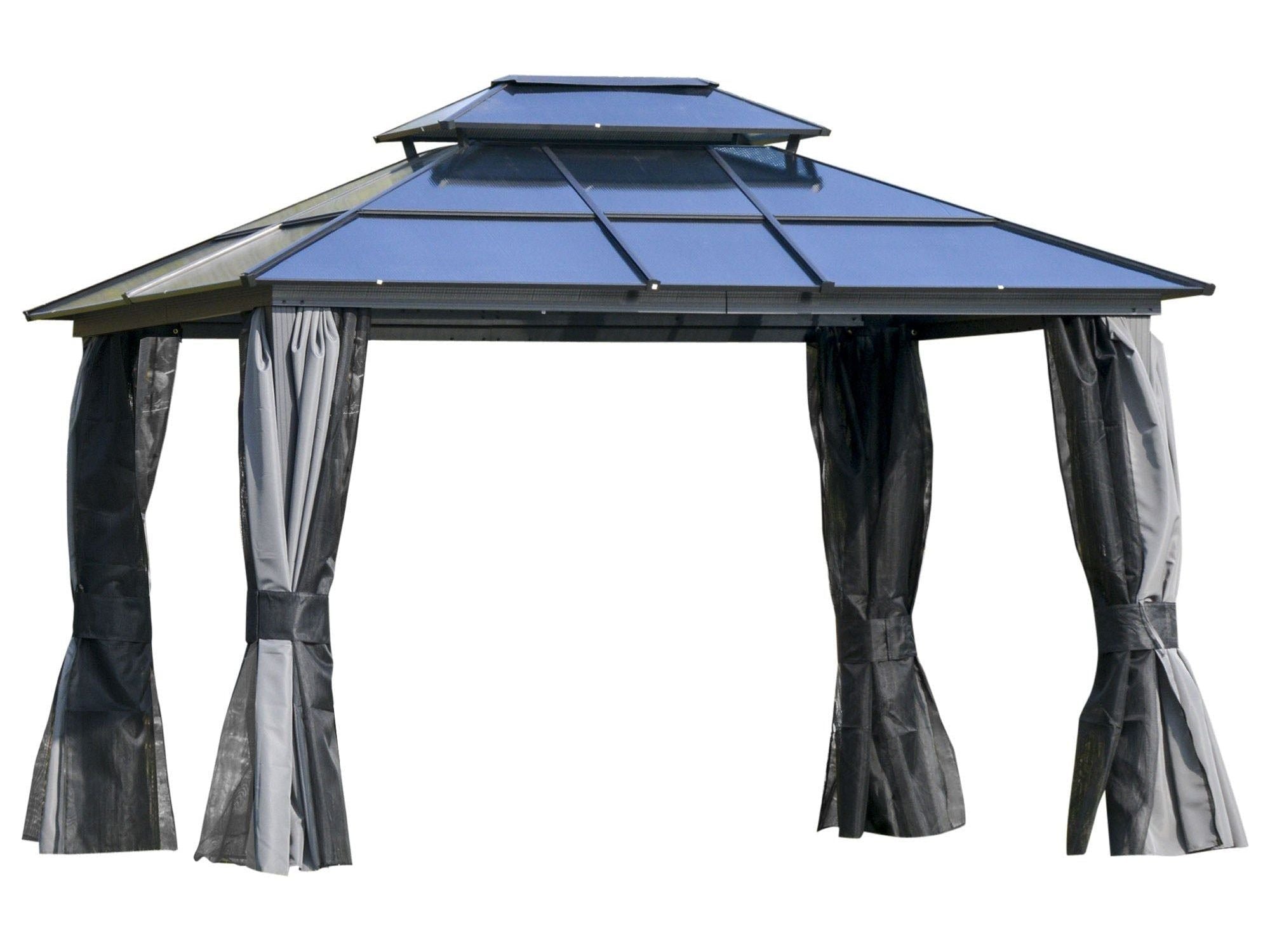 10' x 12' Hardtop Gazebo Canopy with Polycarbonate Roof - Dark Grey/Charcoal grey