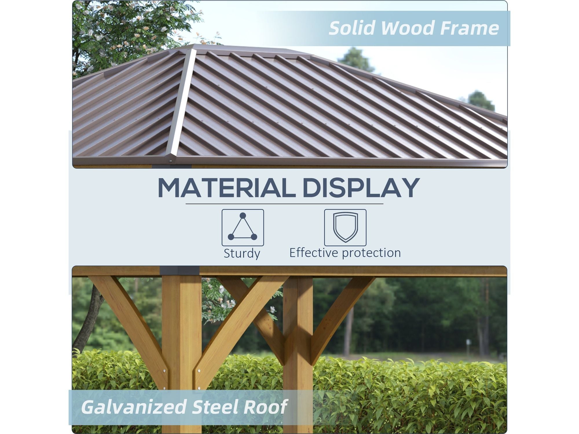 10' x 12' Hardtop Gazebo with Galvanized Steel Roof - Brown