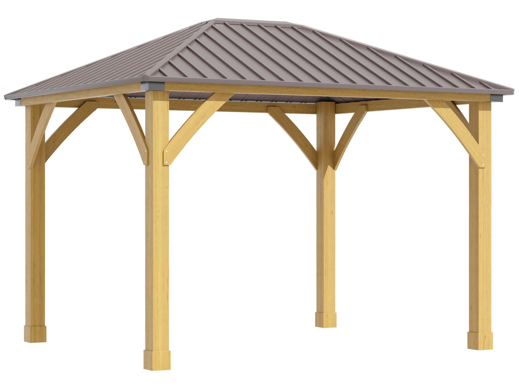 10' x 12' Hardtop Gazebo with Galvanized Steel Roof - Brown