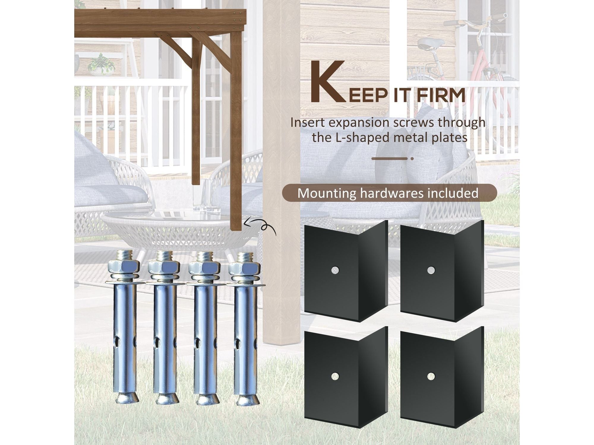 10' x 12' Outdoor Wooden Pergola - Brown