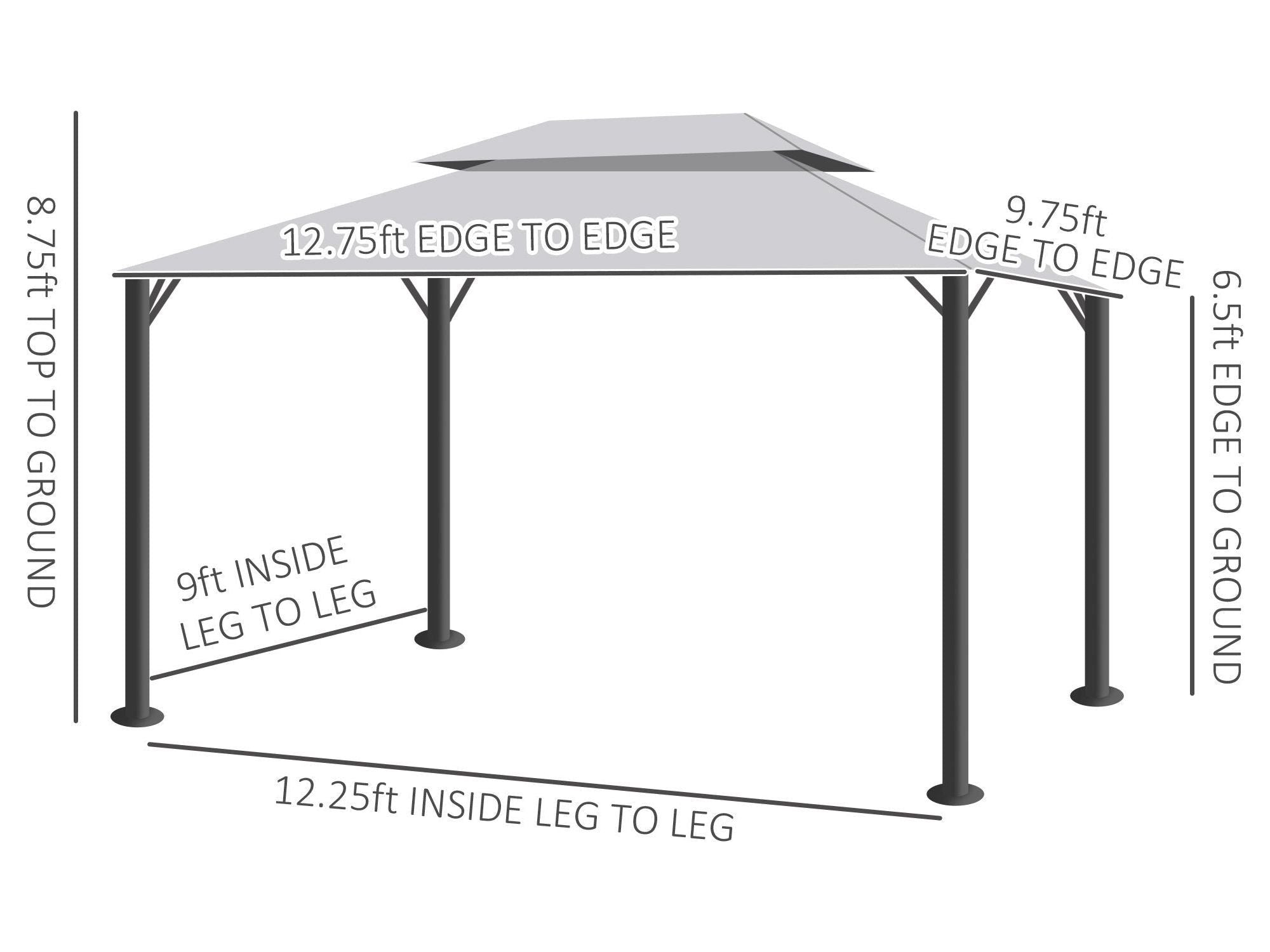 10' x 13' Aluminum Frame Double Roof Patio Gazebo - Light Gray