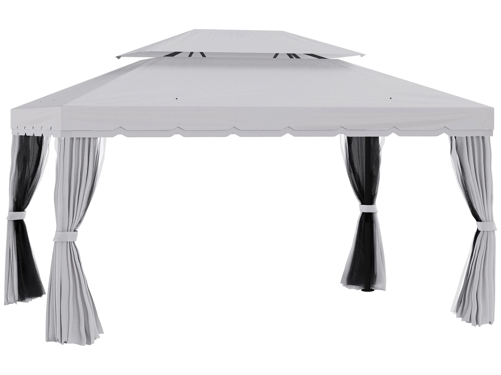 10' x 13' Aluminum Frame Double Roof Patio Gazebo - Light Gray