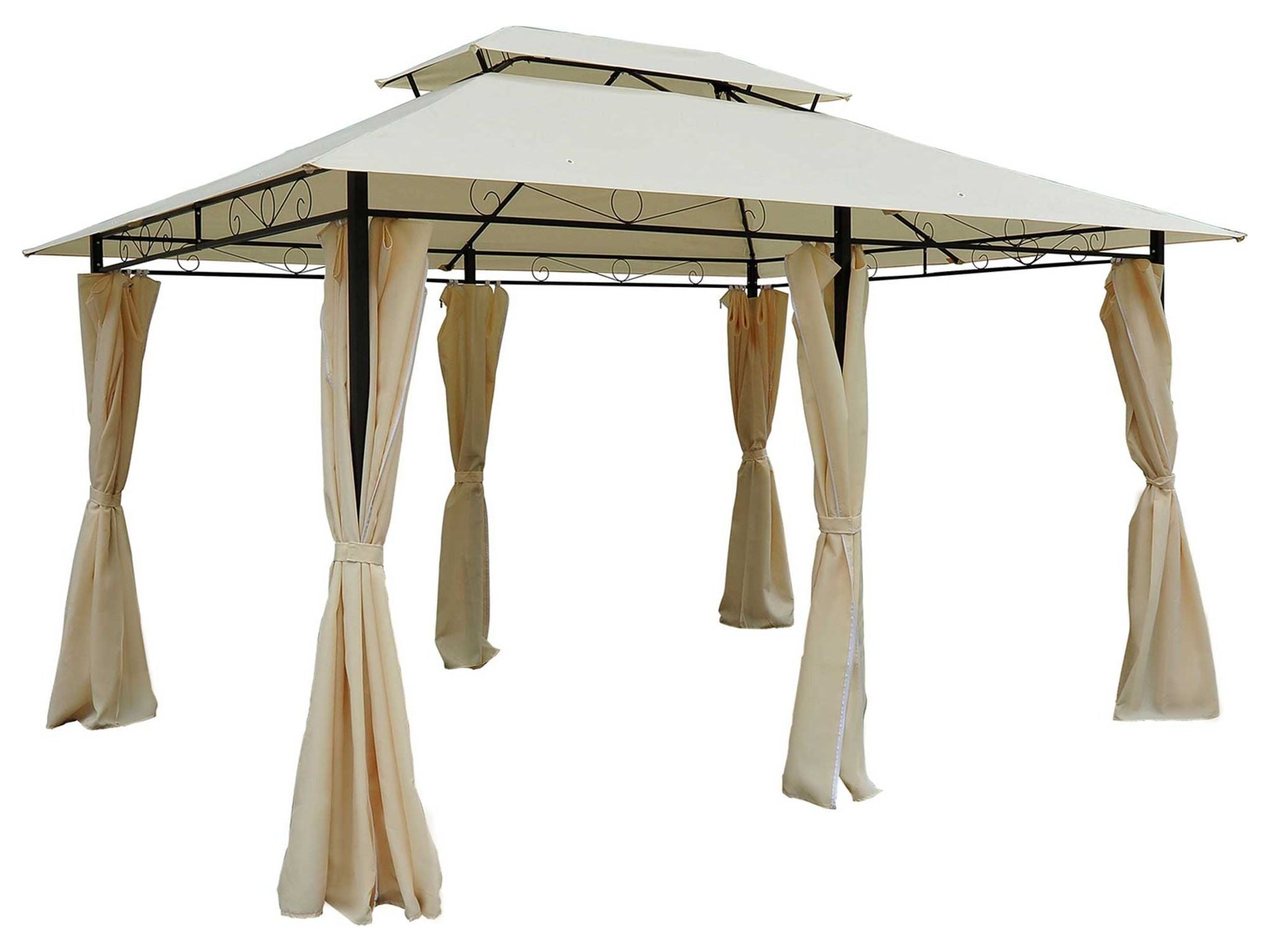 10' x 13' Outdoor 2-Tier Steel Frame Gazebo for Patio - Cream White