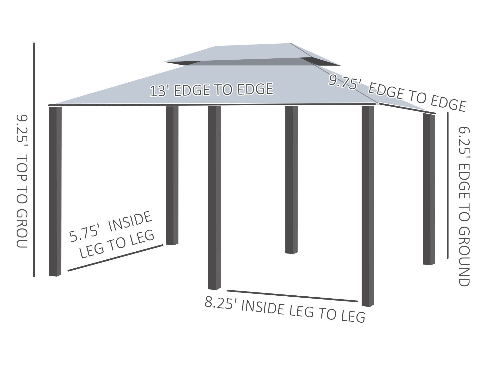 10' x 13' Outdoor 2-Tier Steel Frame Gazebo for Patio - Sage Gray