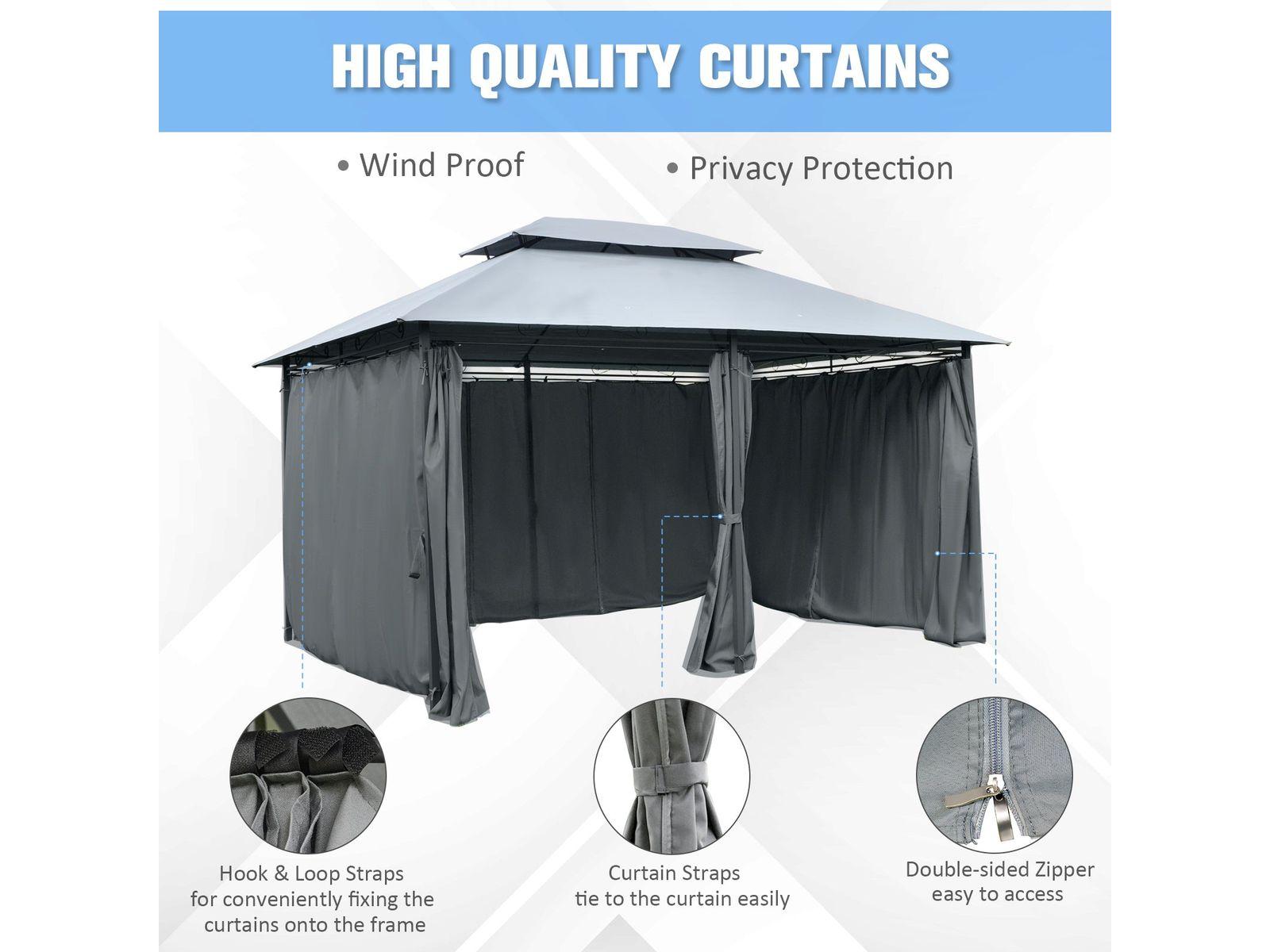 10' x 13' Outdoor 2-Tier Steel Frame Gazebo for Patio - Sage Gray