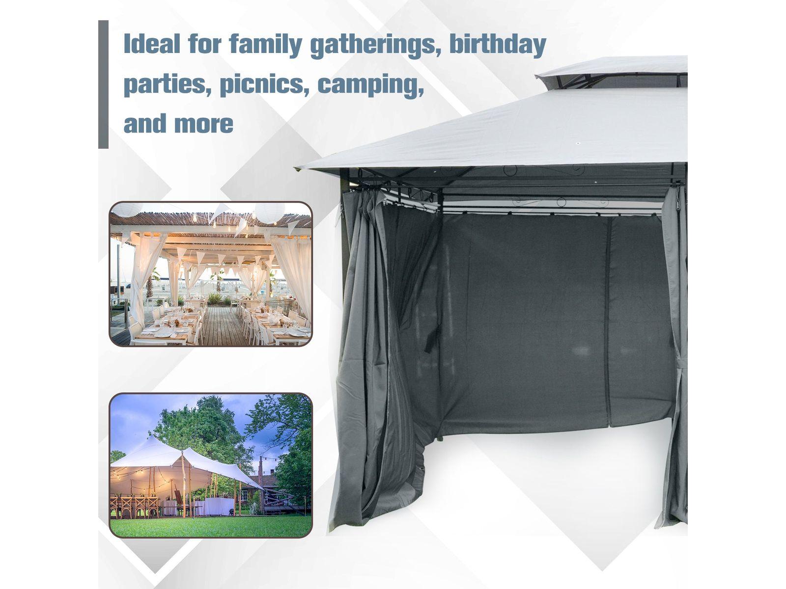 10' x 13' Outdoor 2-Tier Steel Frame Gazebo for Patio - Sage Gray