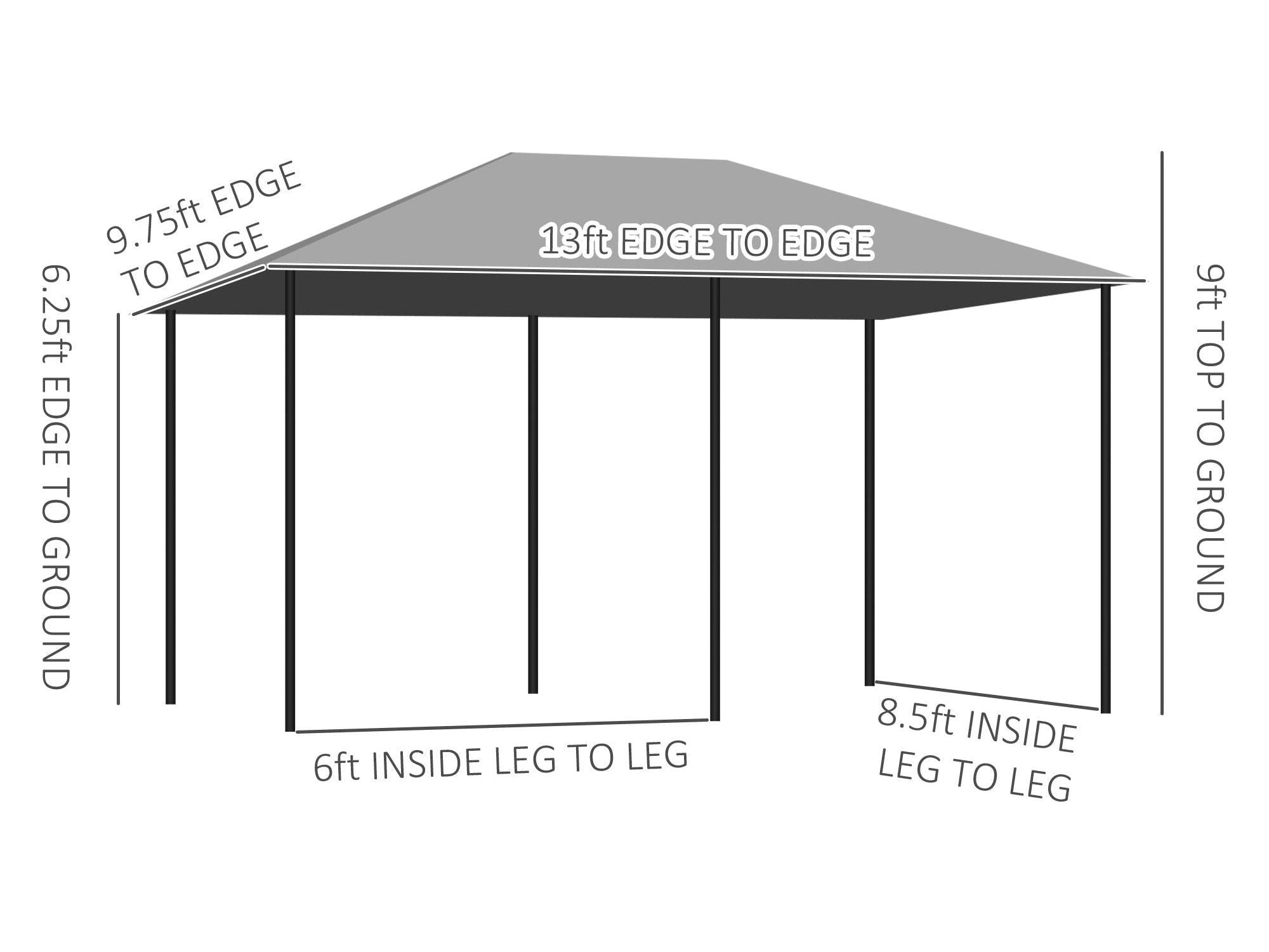 10' x 13' Outdoor 6 Removable Sidewalls Patio Gazebo - Grey
