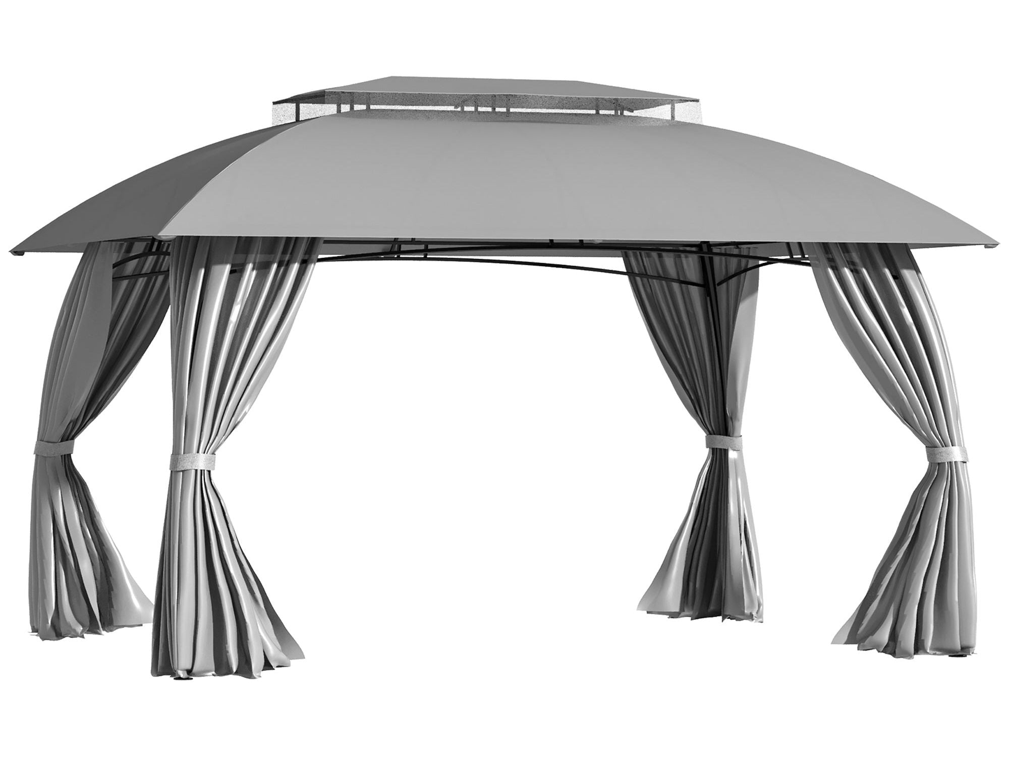10' x 13' Outdoor Double Vented Roof Patio Gazebo - Gray