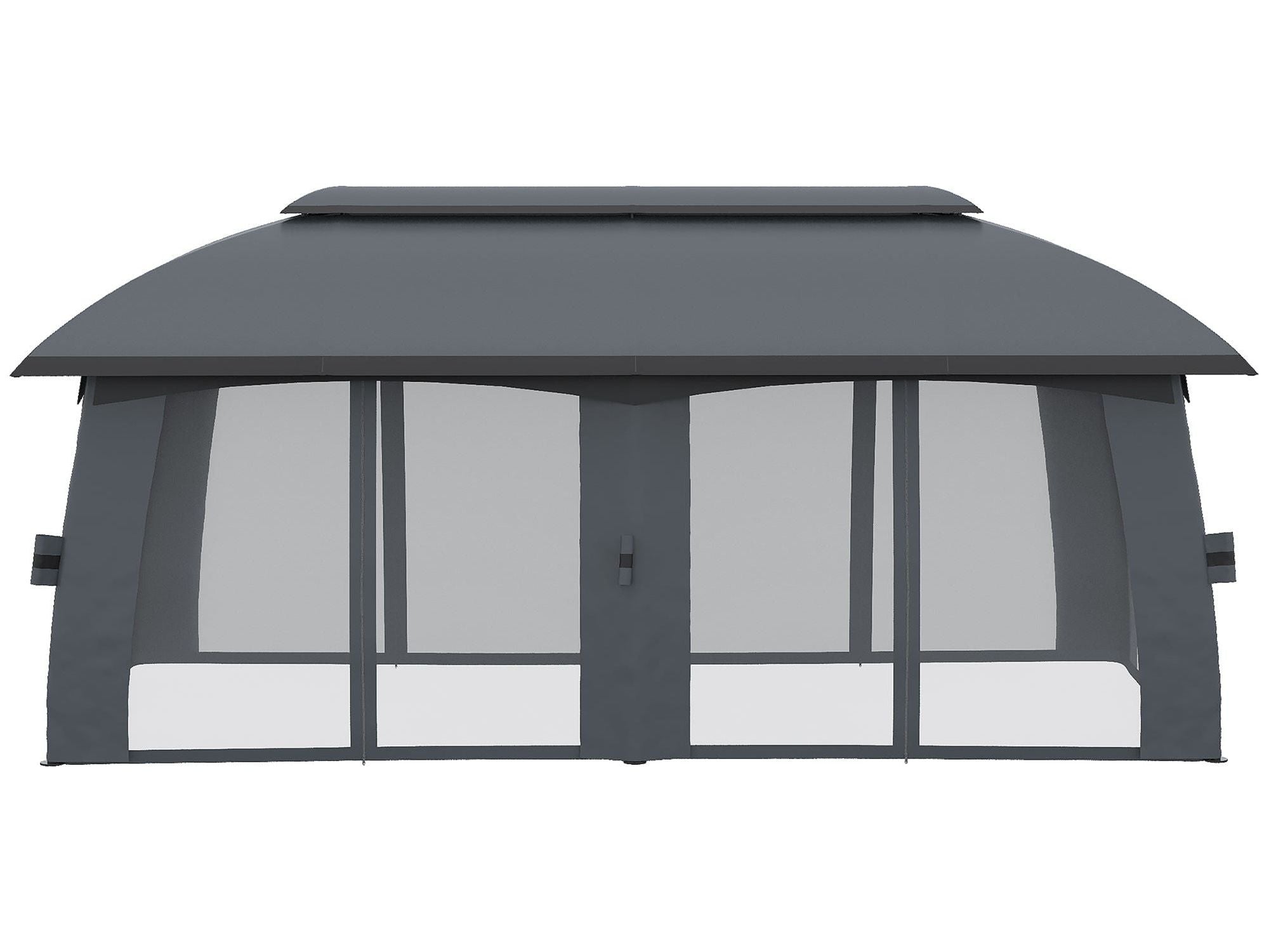 10' x 20' Outdoor Gazebo Canopy Shelter with Netting & Curtains - Dark Gray