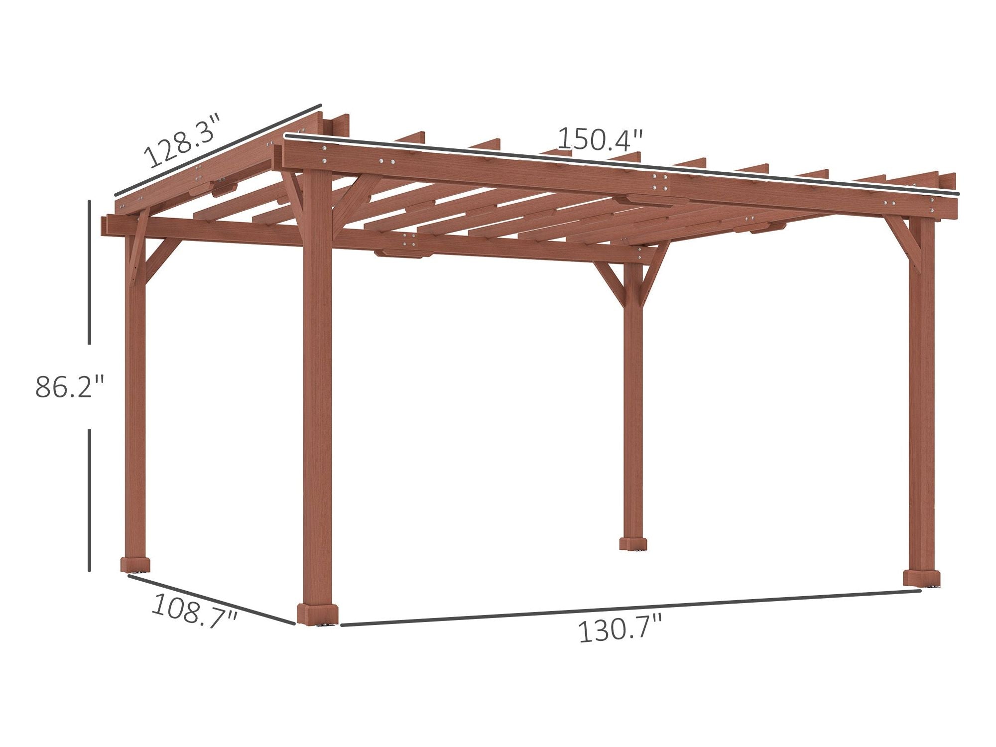 11' x 12.5' Outdoor Pergola Gazebo Grape Trellis - Brown
