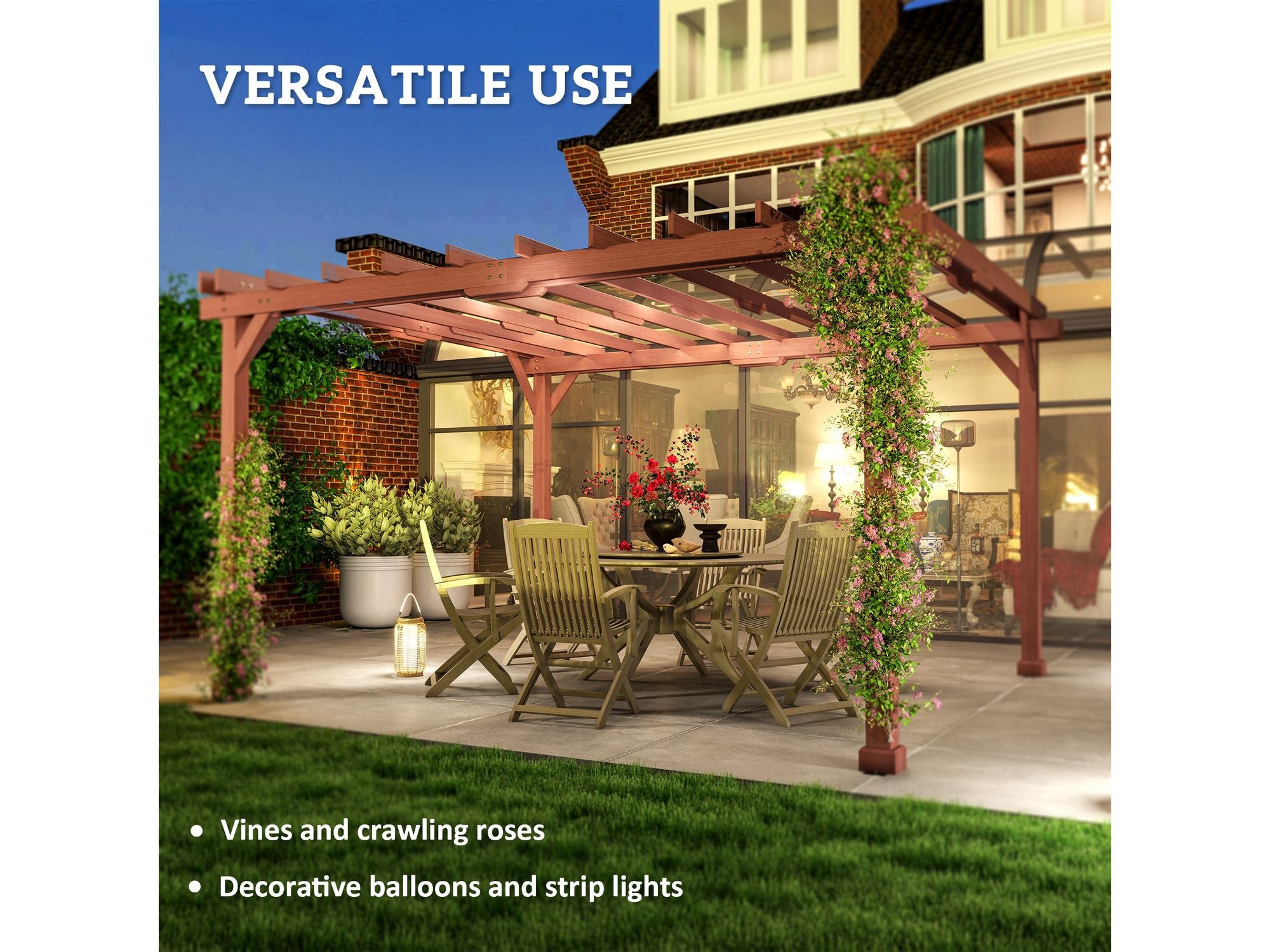 11' x 12.5' Outdoor Pergola Gazebo Grape Trellis - Brown