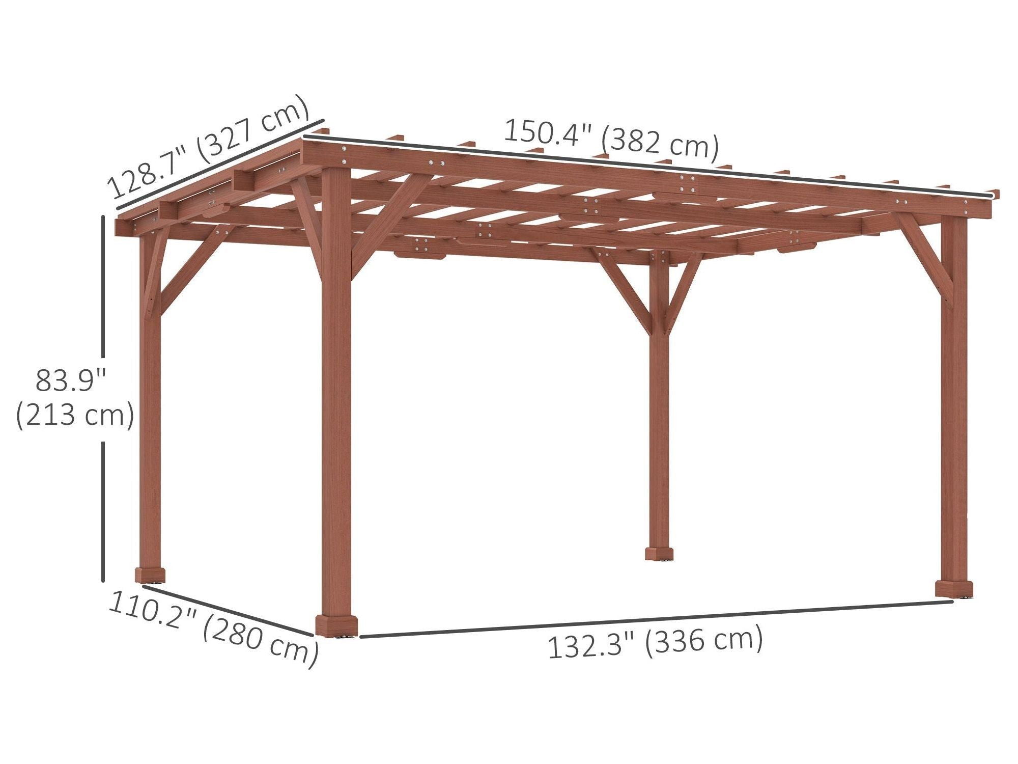 11' x 12.5' Outdoor Pergola Gazebo Grape Trellis - Brown