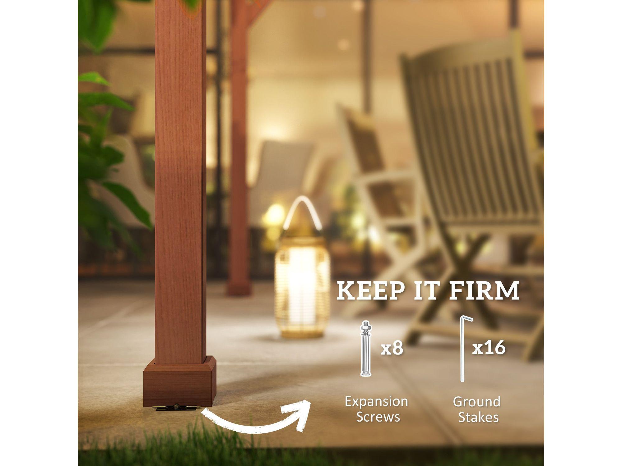 11' x 12.5' Outdoor Pergola Gazebo Grape Trellis - Brown