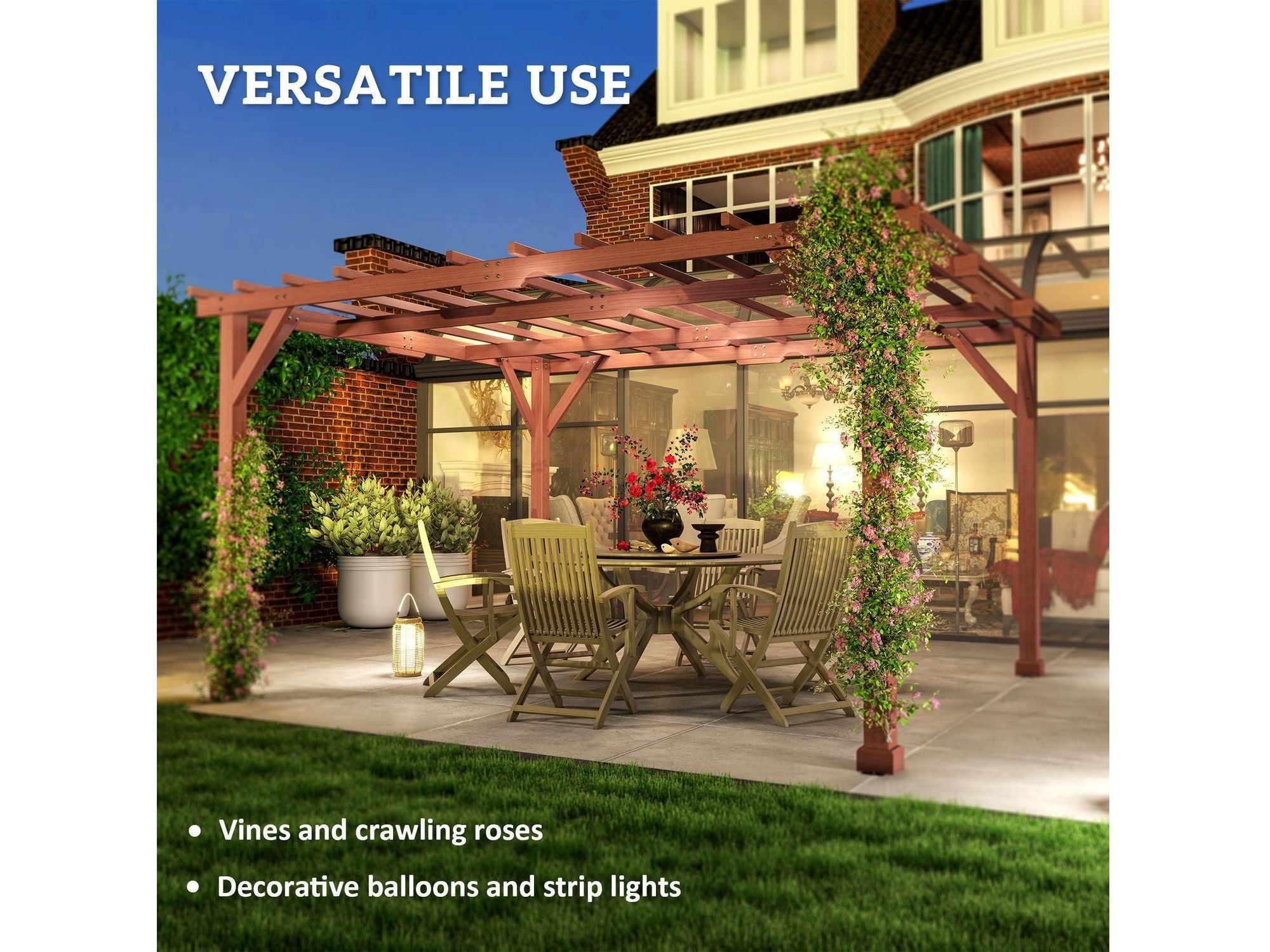 11' x 12.5' Outdoor Pergola Gazebo Grape Trellis - Brown