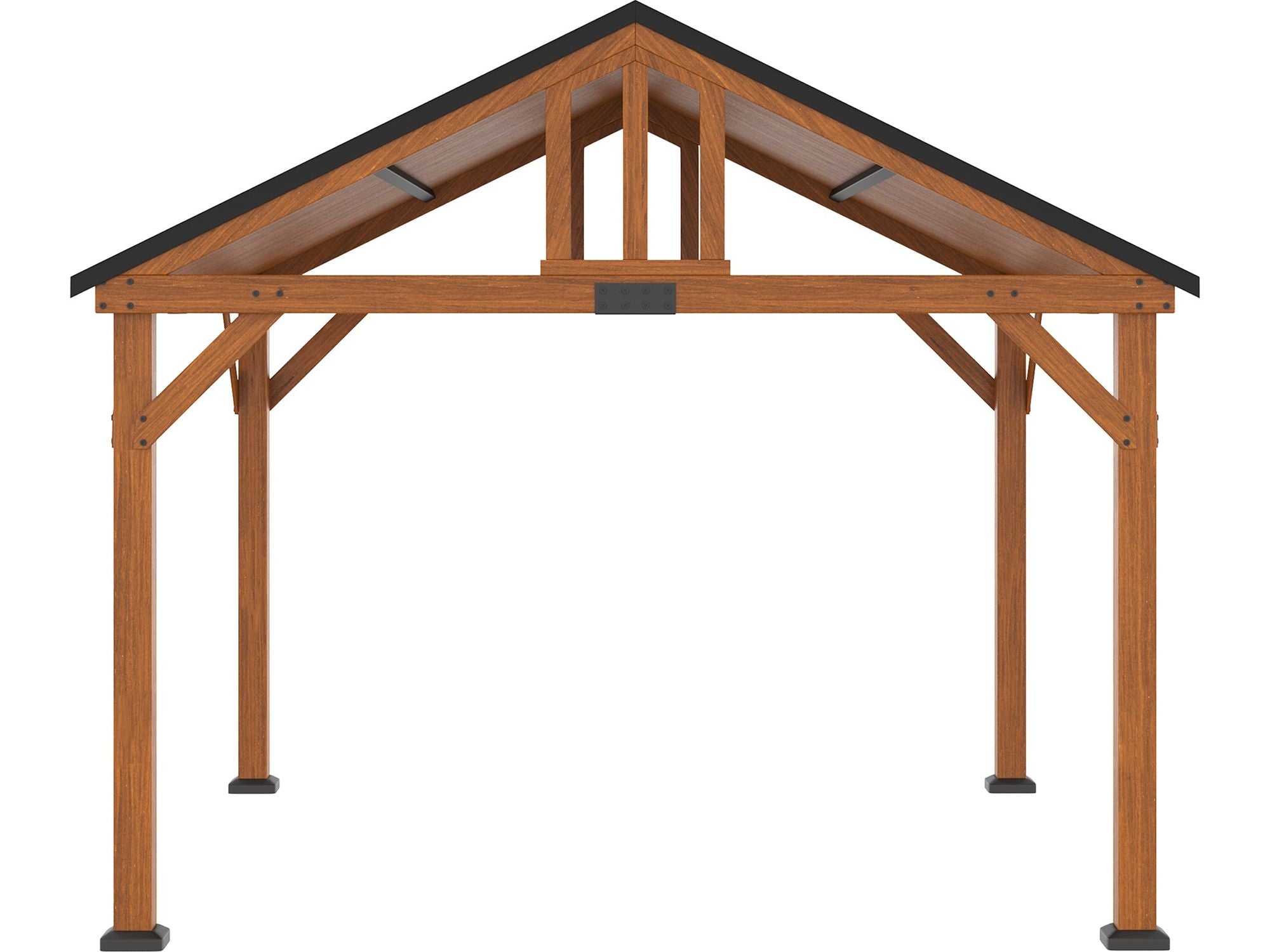 11' x 12' Hardtop Gazebo with Wooden Frame and Waterproof Roof - Brown